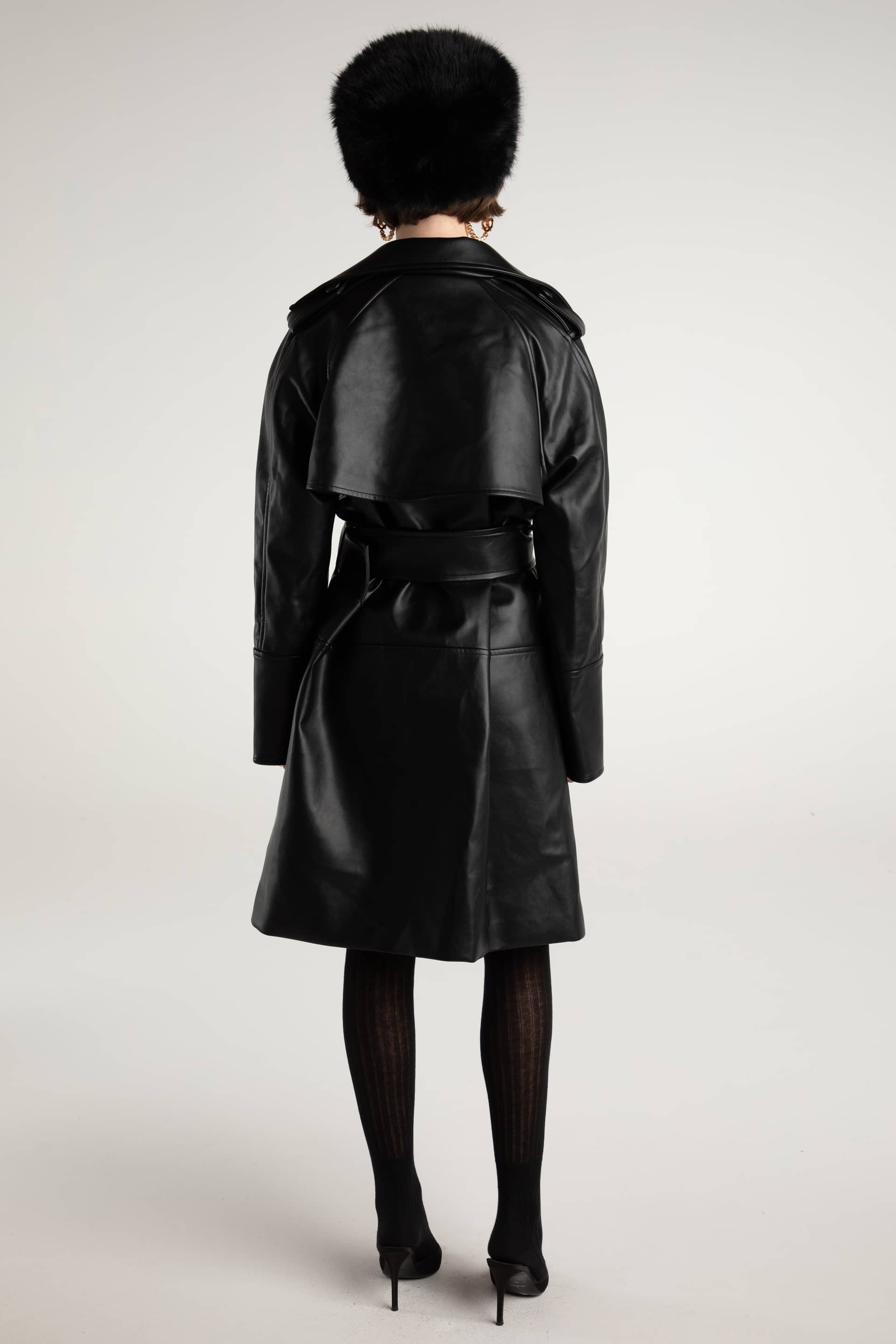 Keira Leather Trench Coat (Black) (Final Sale) made by Nana Jacqueline