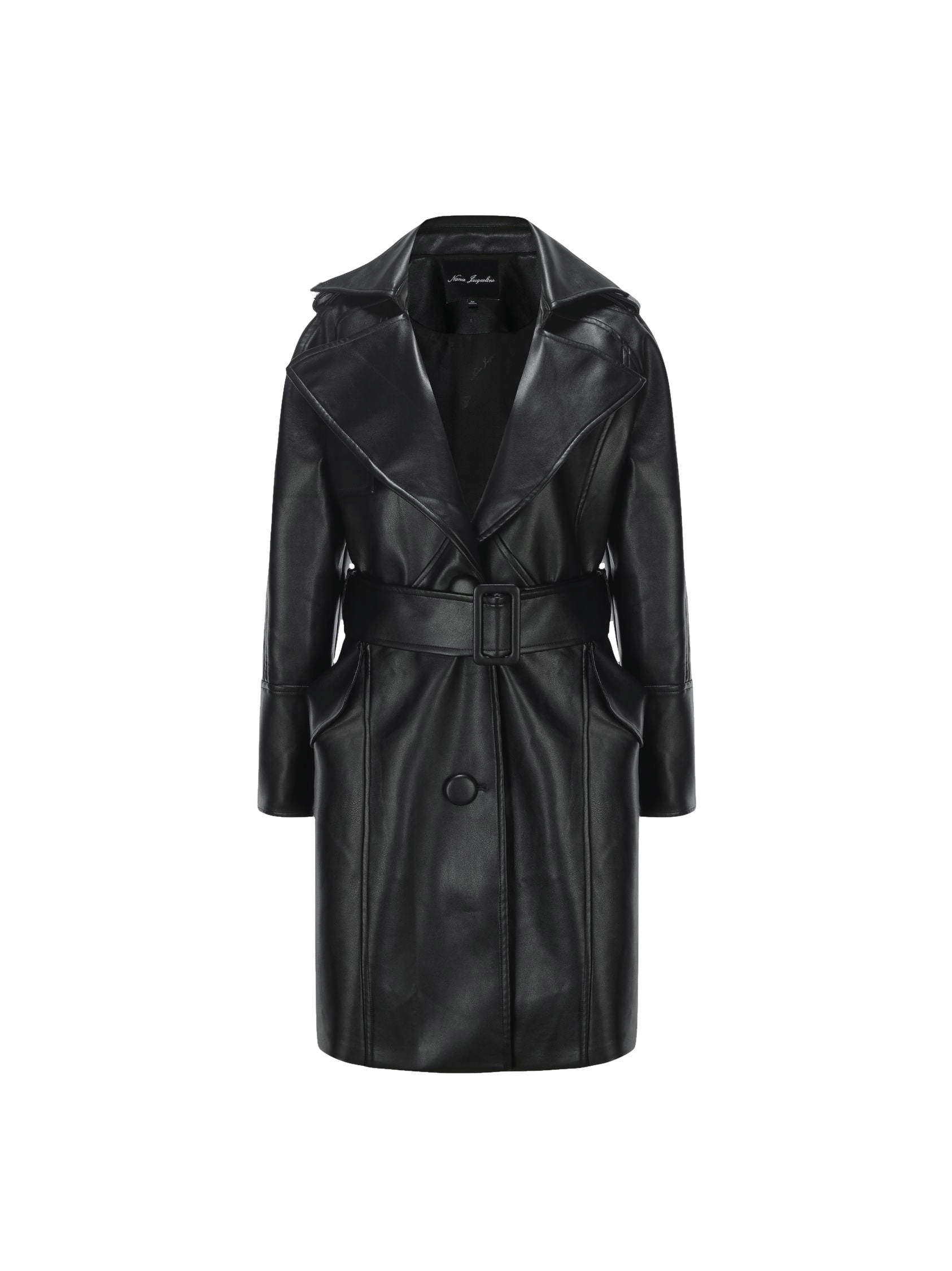 Keira Leather Trench Coat (Black) (Final Sale) in Black made by Nana Jacqueline