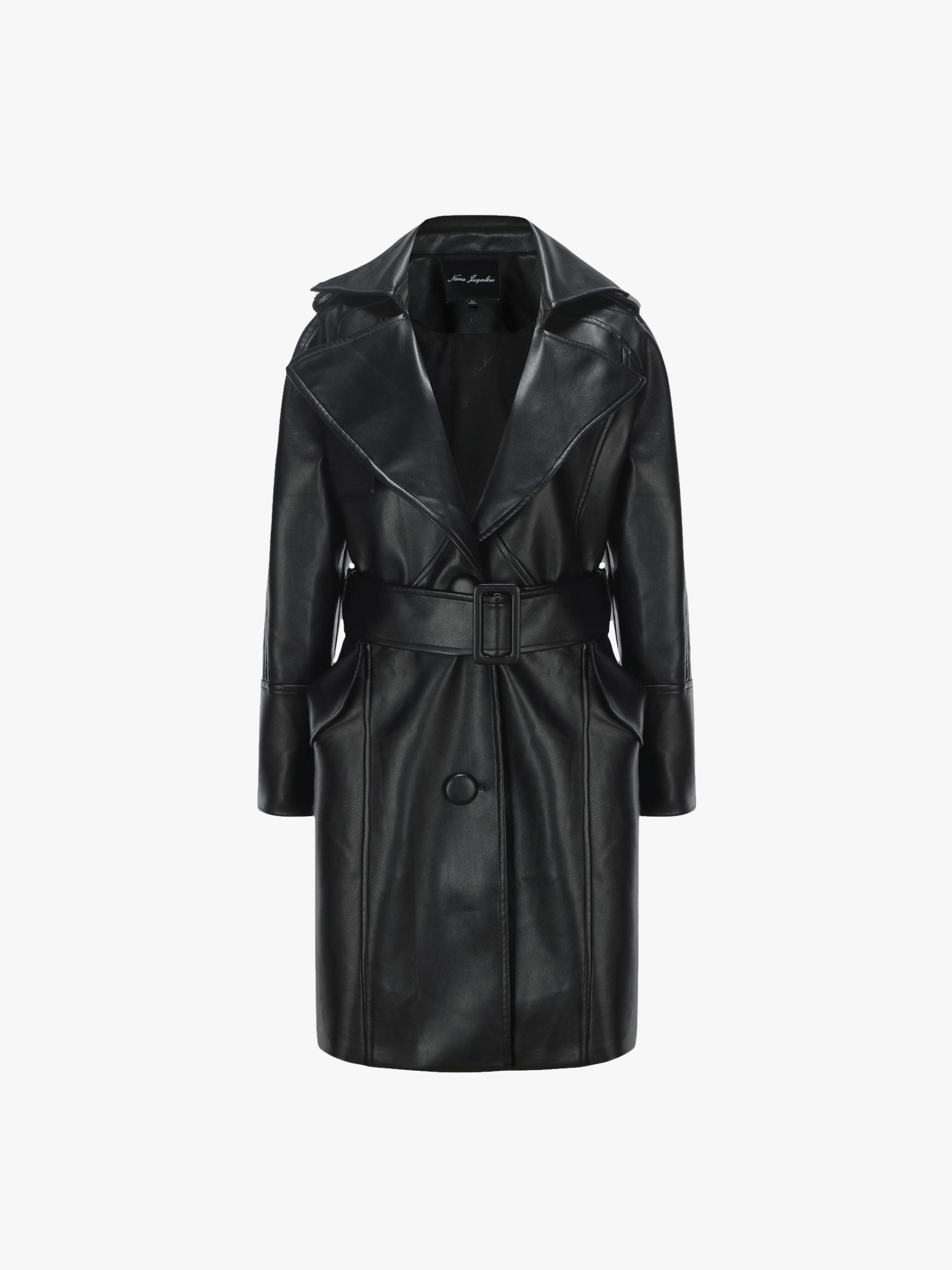 Keira Leather Trench Coat (Black) (Final Sale) in Black made by Nana Jacqueline