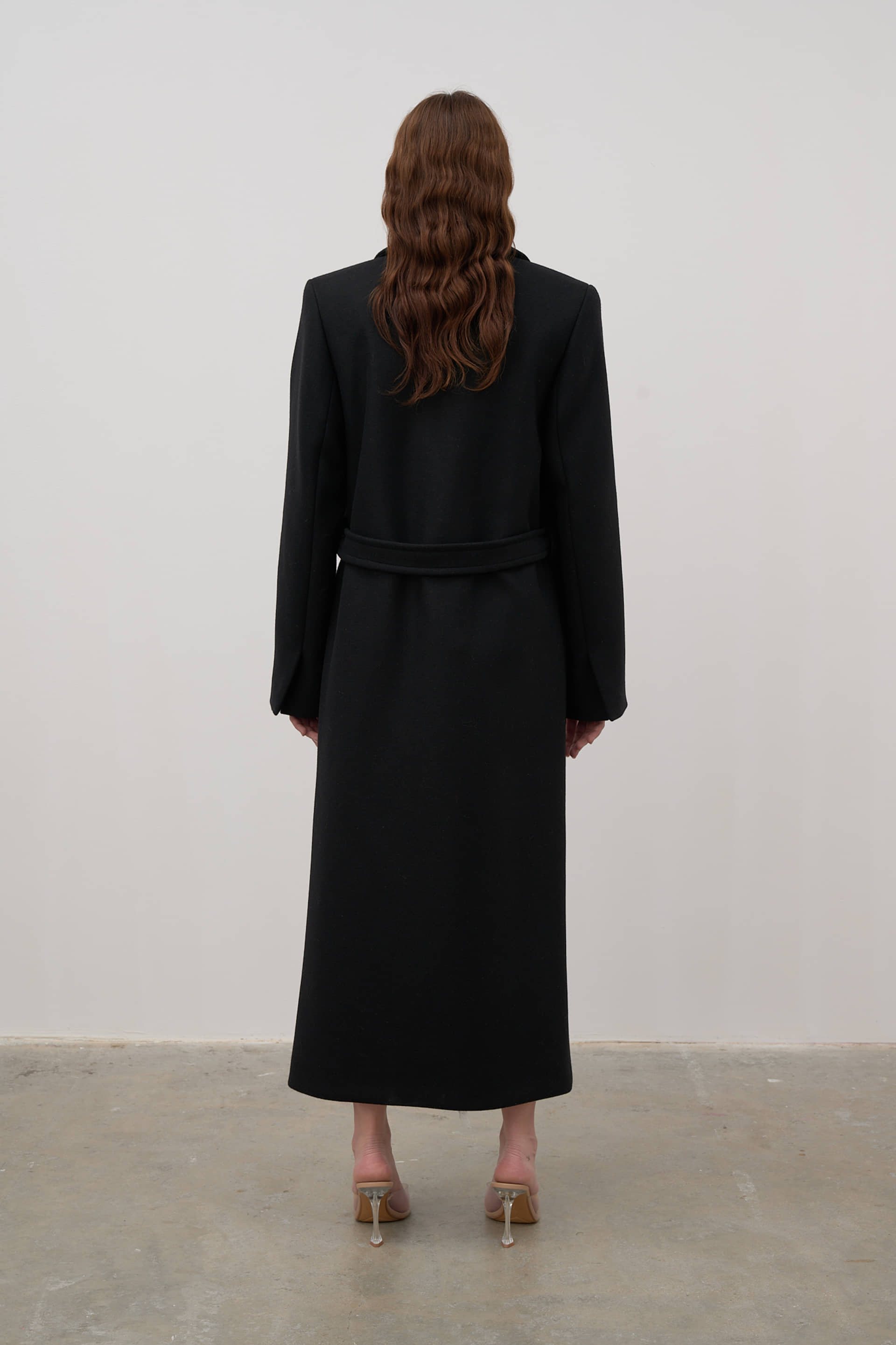 Double-breasted wool coat made by Karen Arcanjo