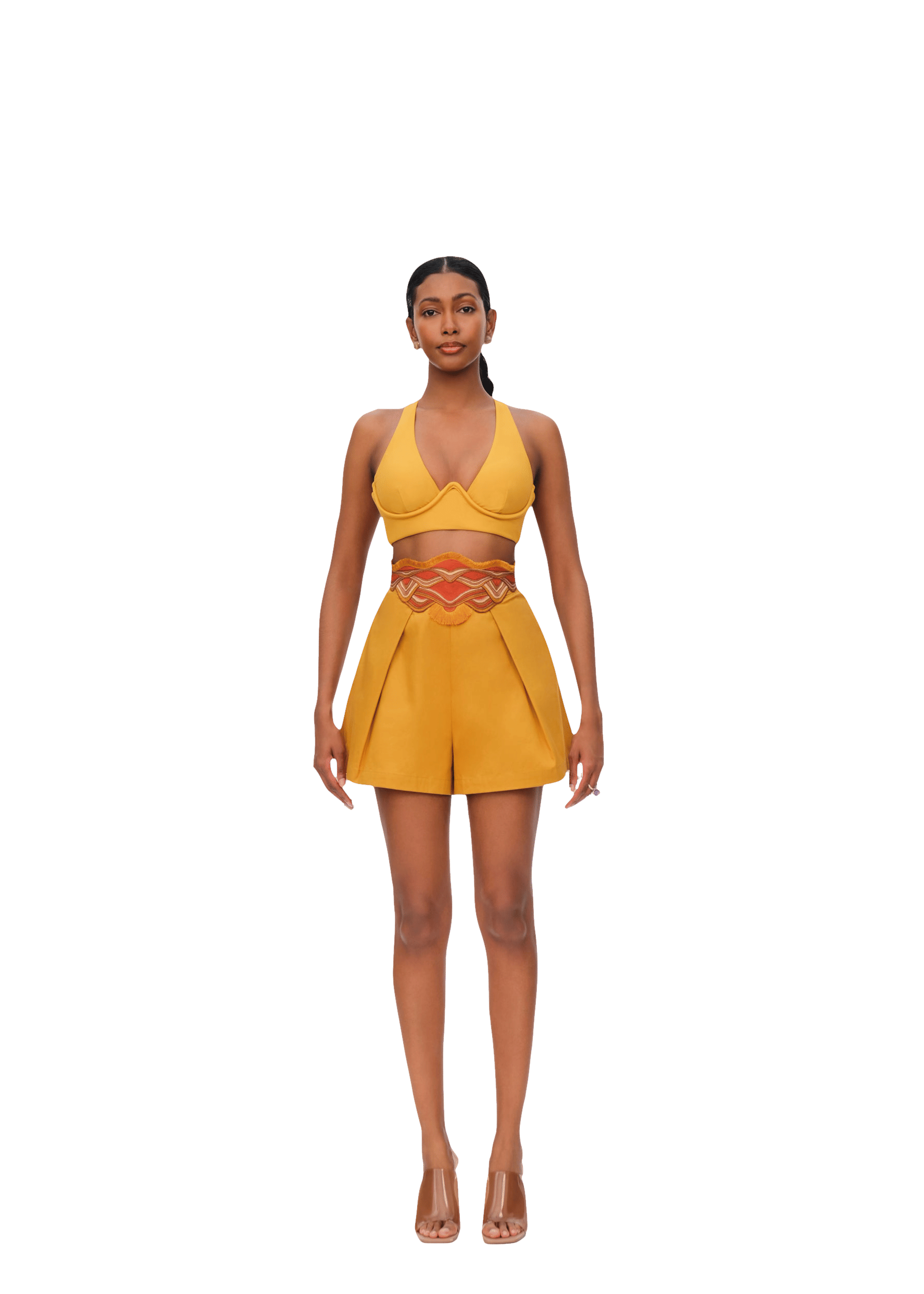 OLLA SHORTS - MUSTARD in Yellow made by Andrea Iyamah