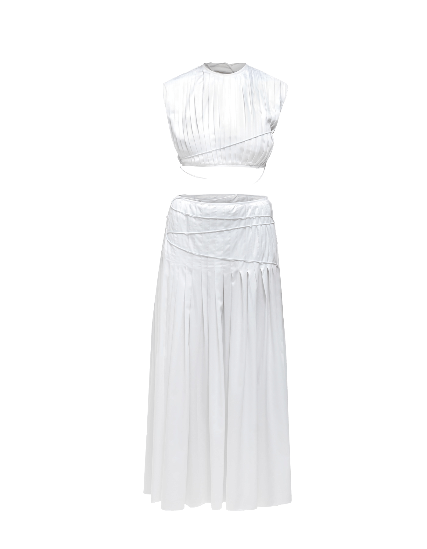 ERSIN White Pleated Two Piece Dress made by MAET