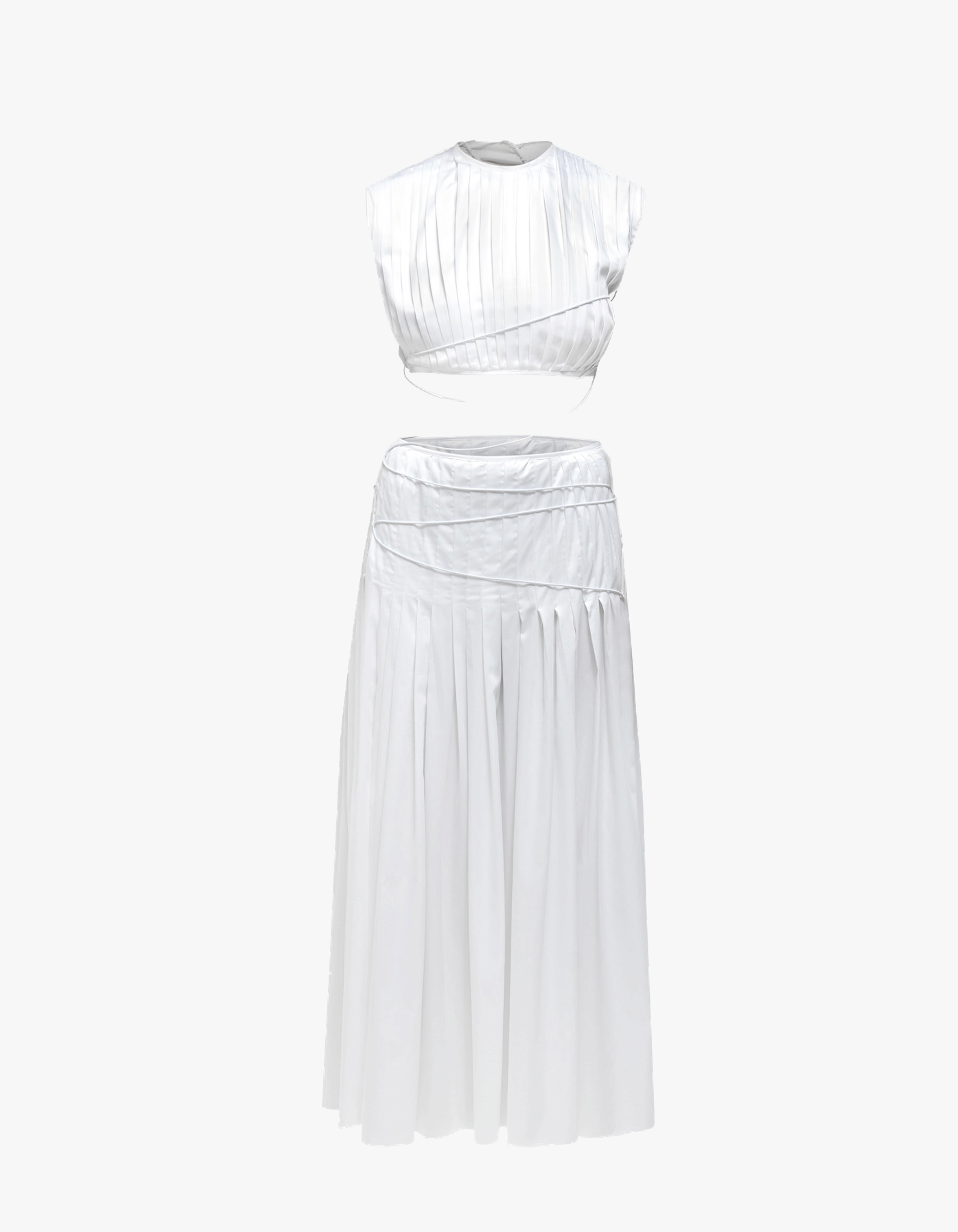 ERSIN White Pleated Two Piece Dress made by MAET