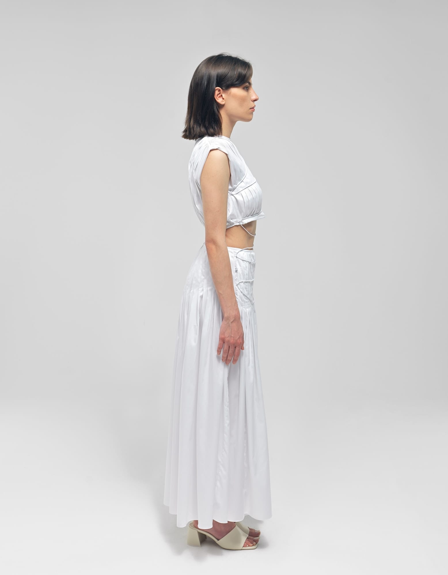 ERSIN White Pleated Two Piece Dress made by MAET