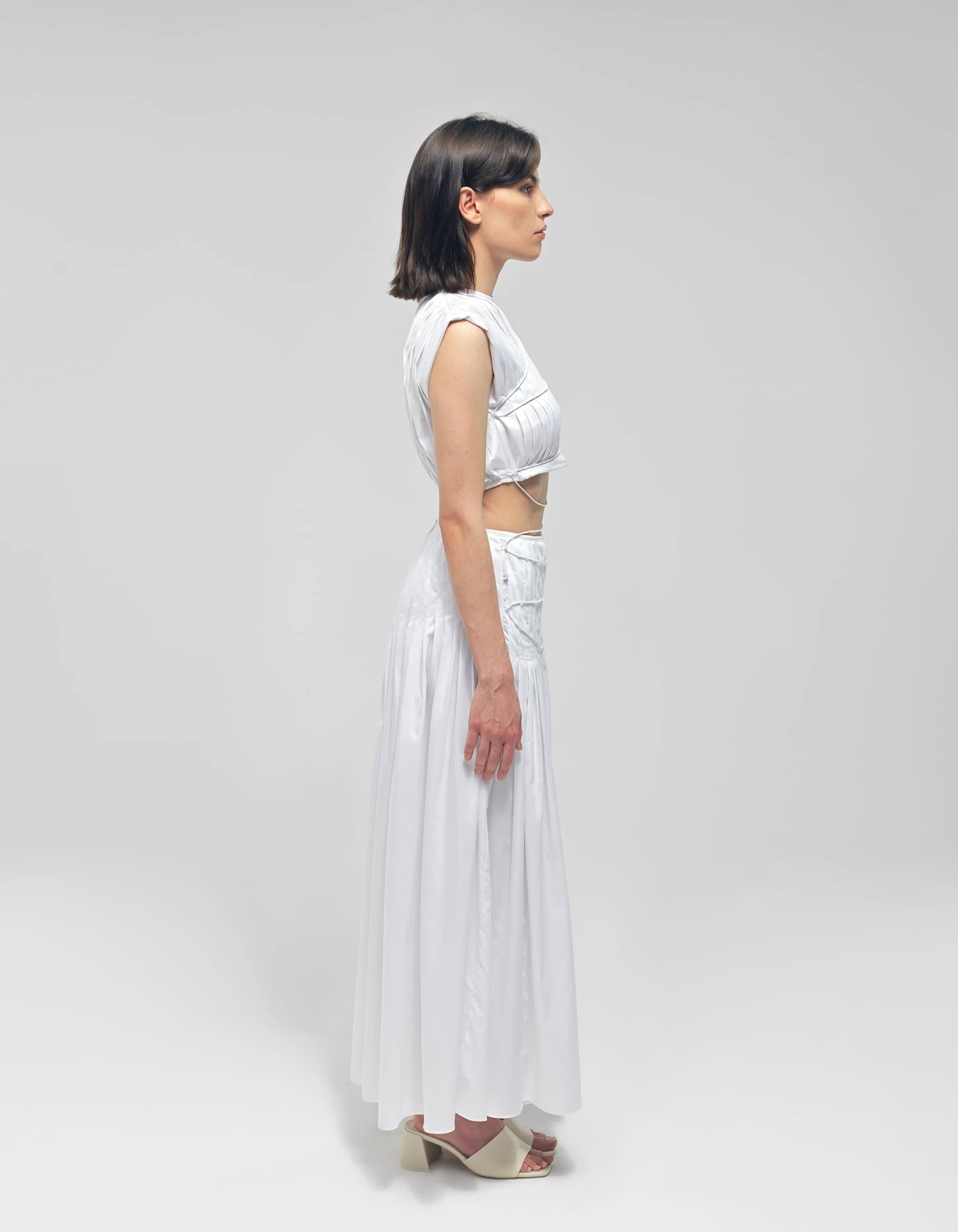 ERSIN White Pleated Two Piece Dress made by MAET