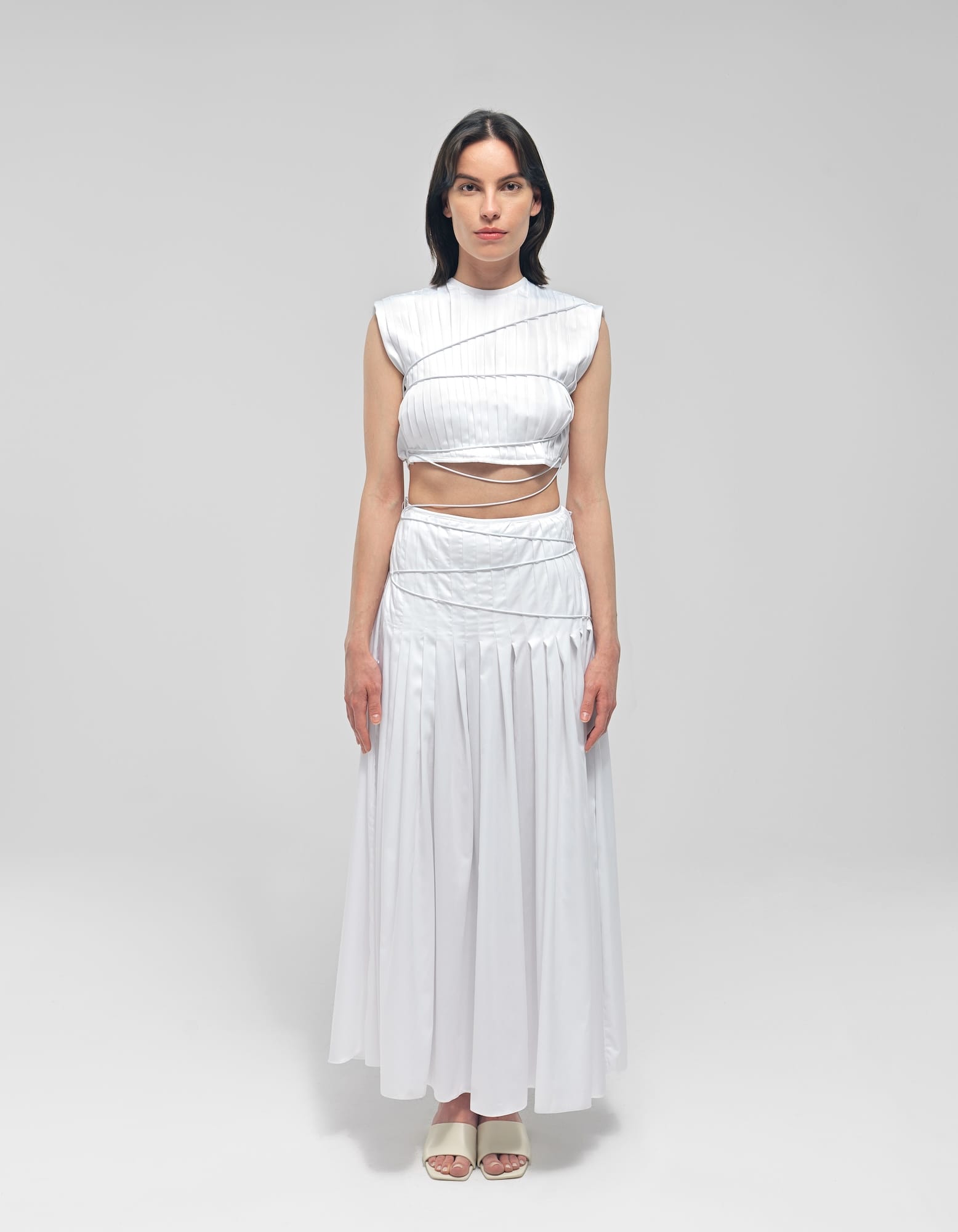 ERSIN White Pleated Two Piece Dress made by MAET