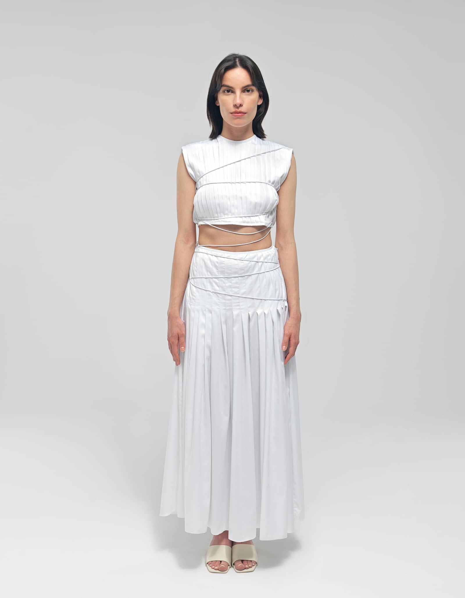 ERSIN White Pleated Two Piece Dress made by MAET