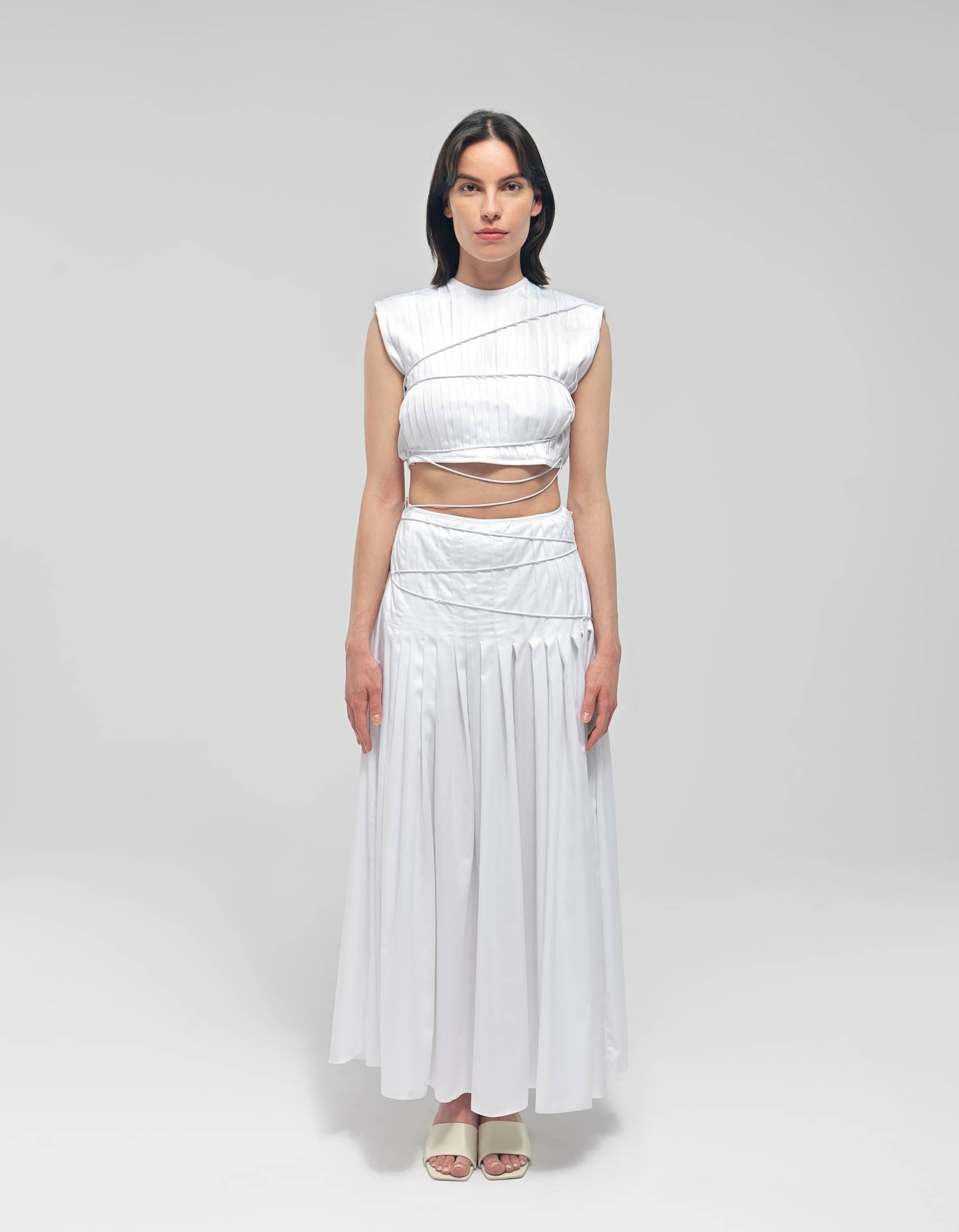 ERSIN White Pleated Two Piece Dress made by MAET