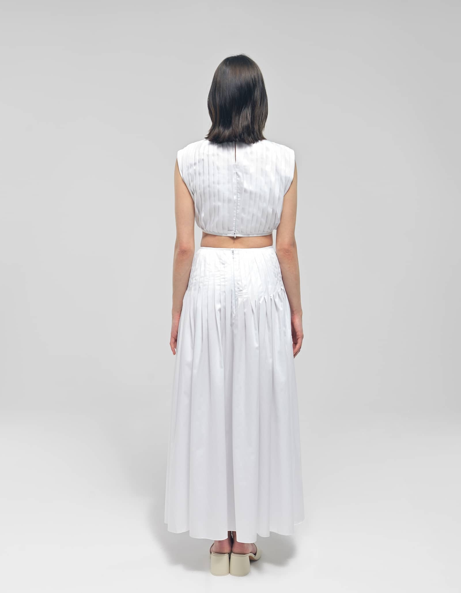 ERSIN White Pleated Two Piece Dress made by MAET