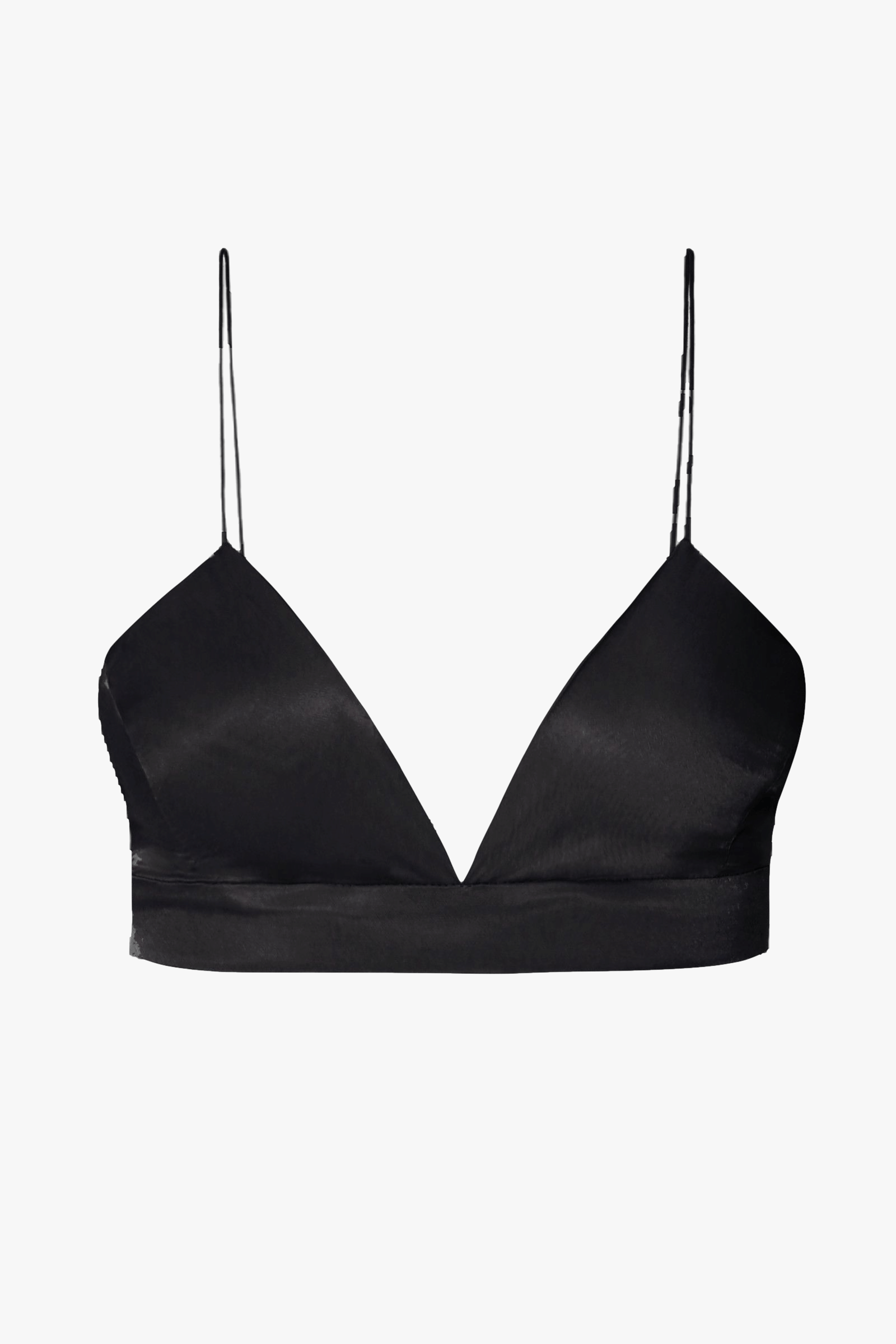 Bralette top Asha Satin Glossy Black in Black made by HALEWSKI