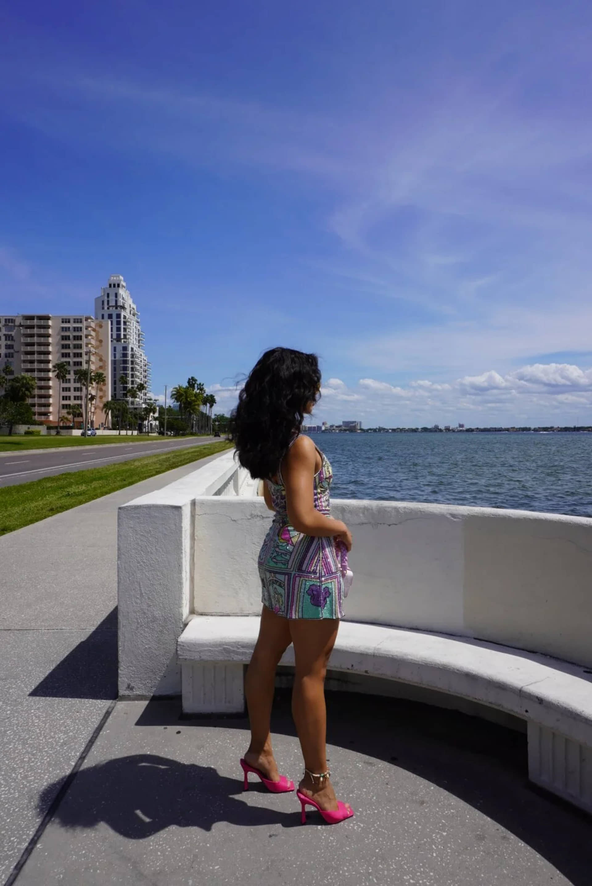 Talia Hand Beaded Multi-Coloured Crystal Party Dress in Multi color made by Oceanus Swimwear