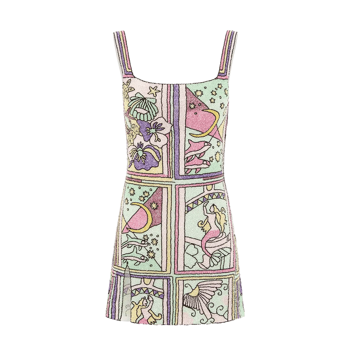 Talia Hand Beaded Multi-Coloured Crystal Party Dress in Multi color made by Oceanus Swimwear