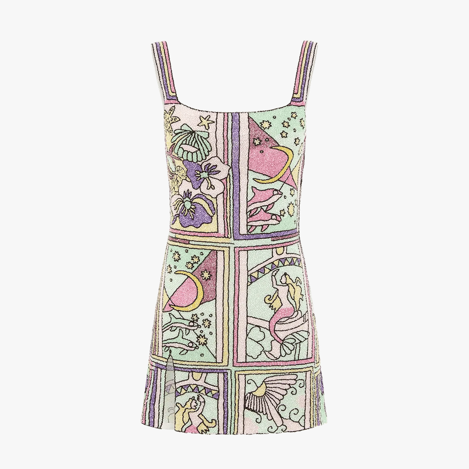 Talia Hand Beaded Multi-Coloured Crystal Party Dress in Multi color made by Oceanus Swimwear