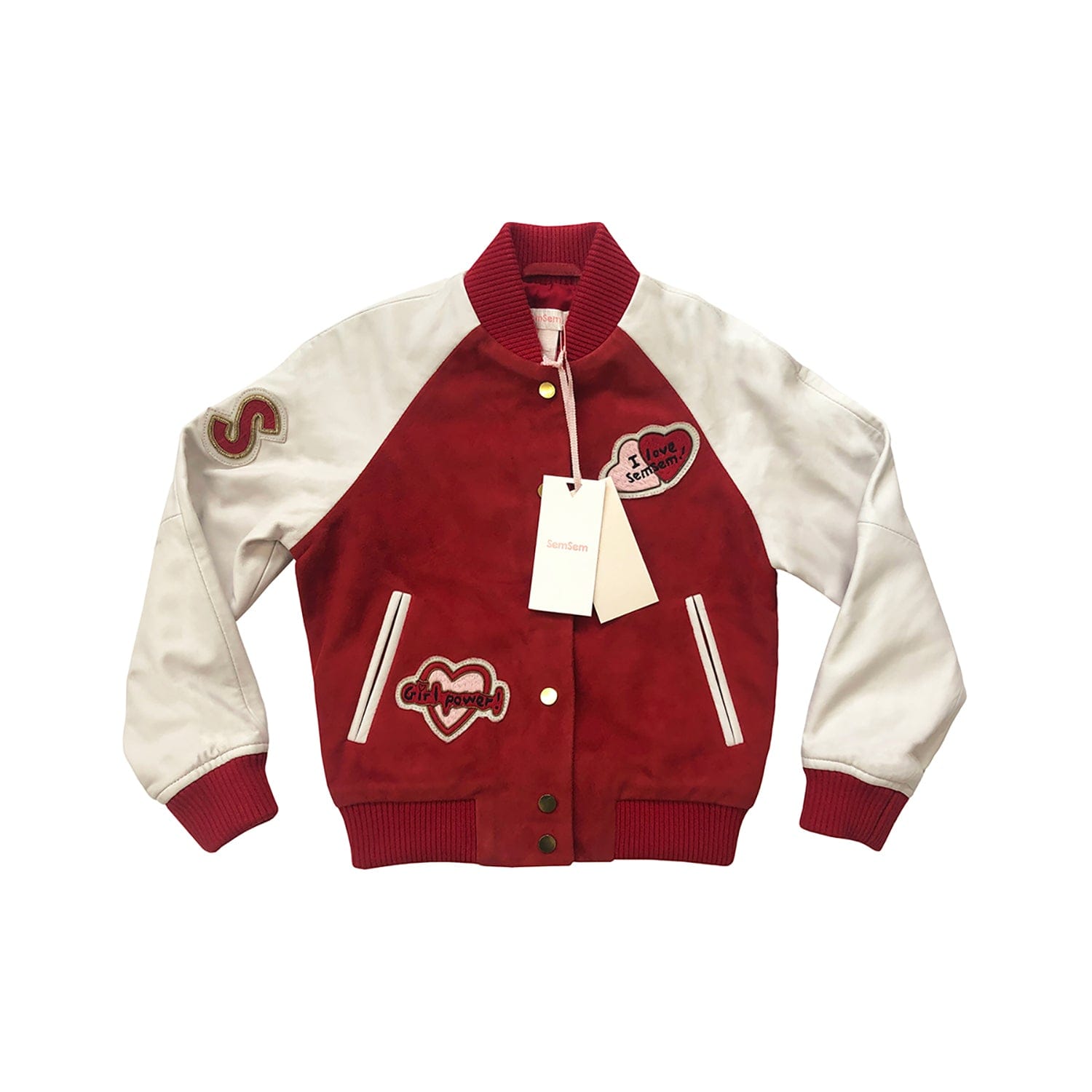 Hanna Leather Bomber Jacket - Red made by SEMSEM
