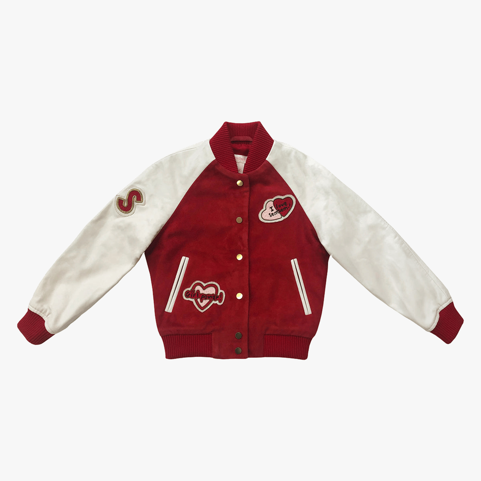Hanna Leather Bomber Jacket - Red made by SEMSEM