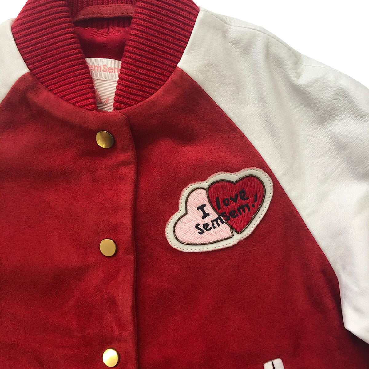 Hanna Leather Bomber Jacket - Red made by SEMSEM