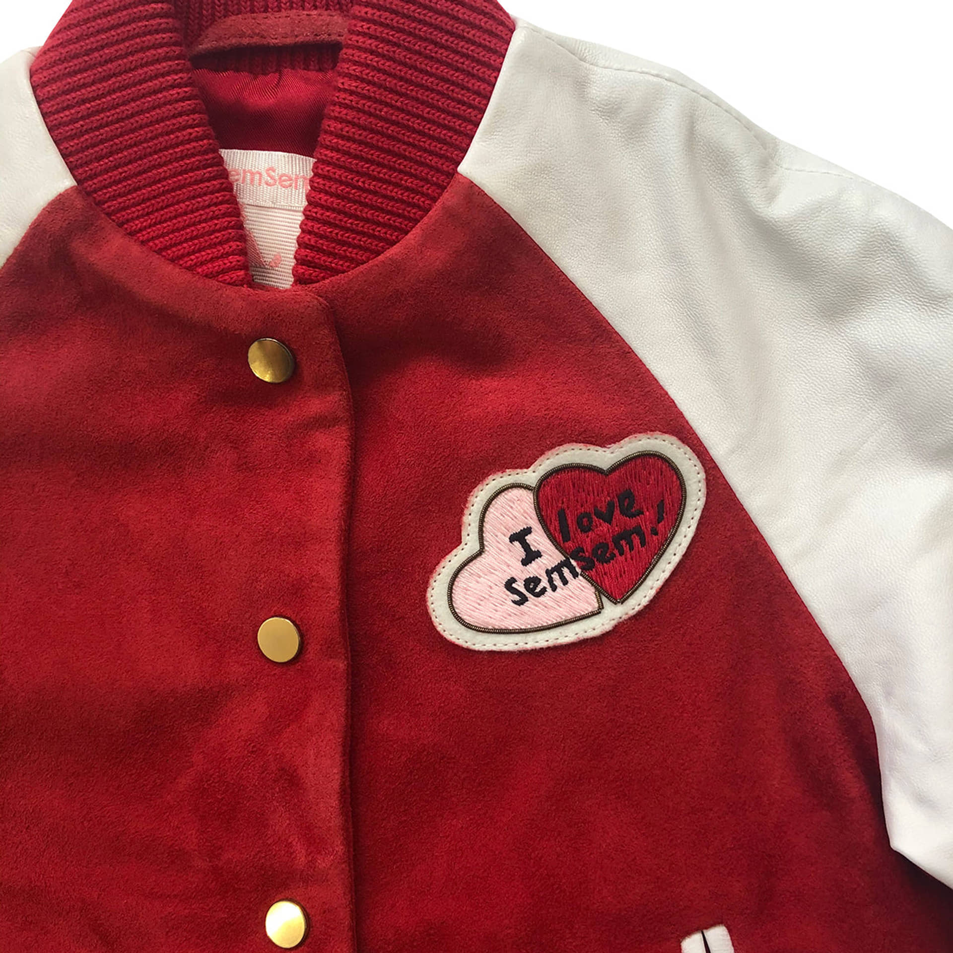 Hanna Leather Bomber Jacket - Red made by SEMSEM