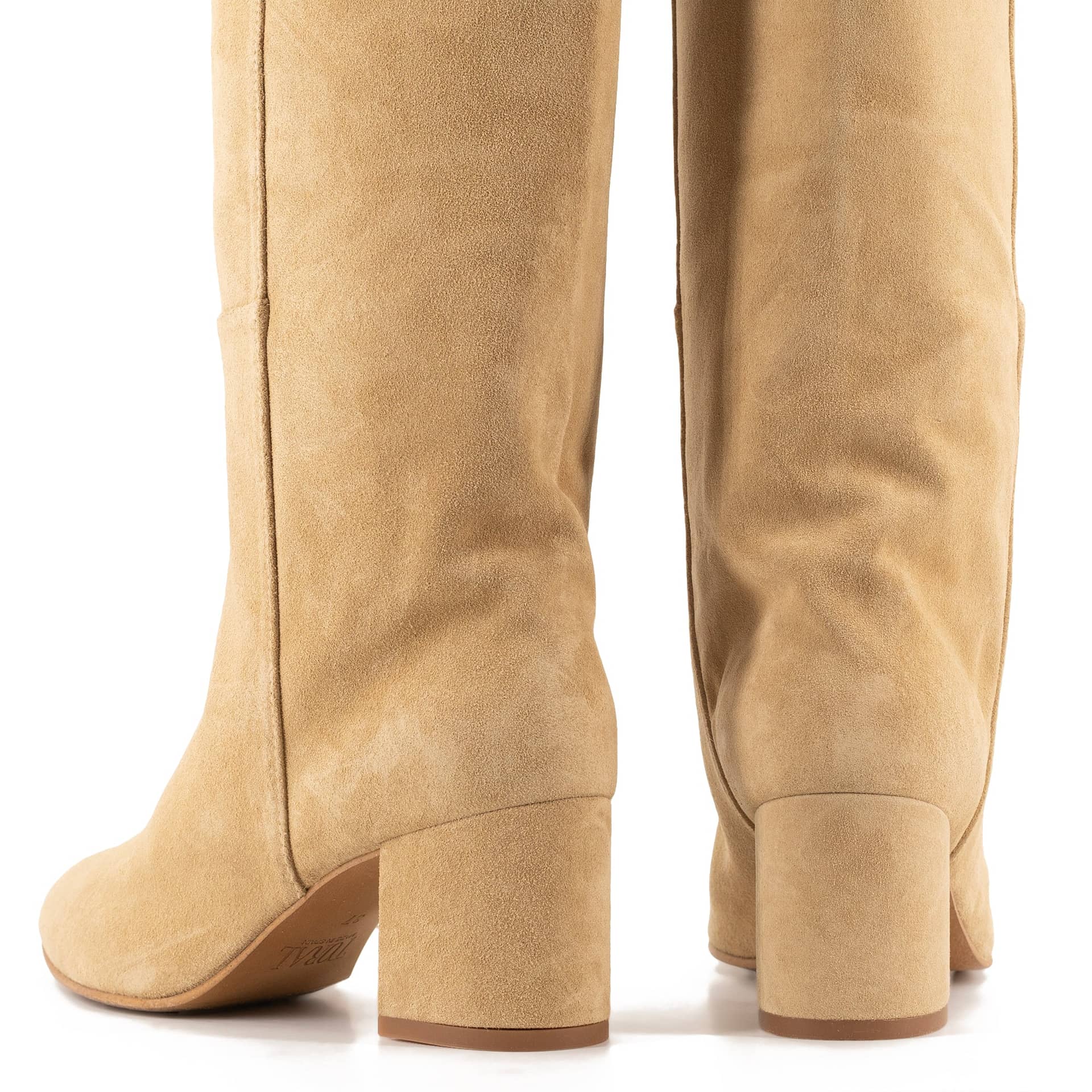SAND SUEDE TALL BOOTS made by Toral