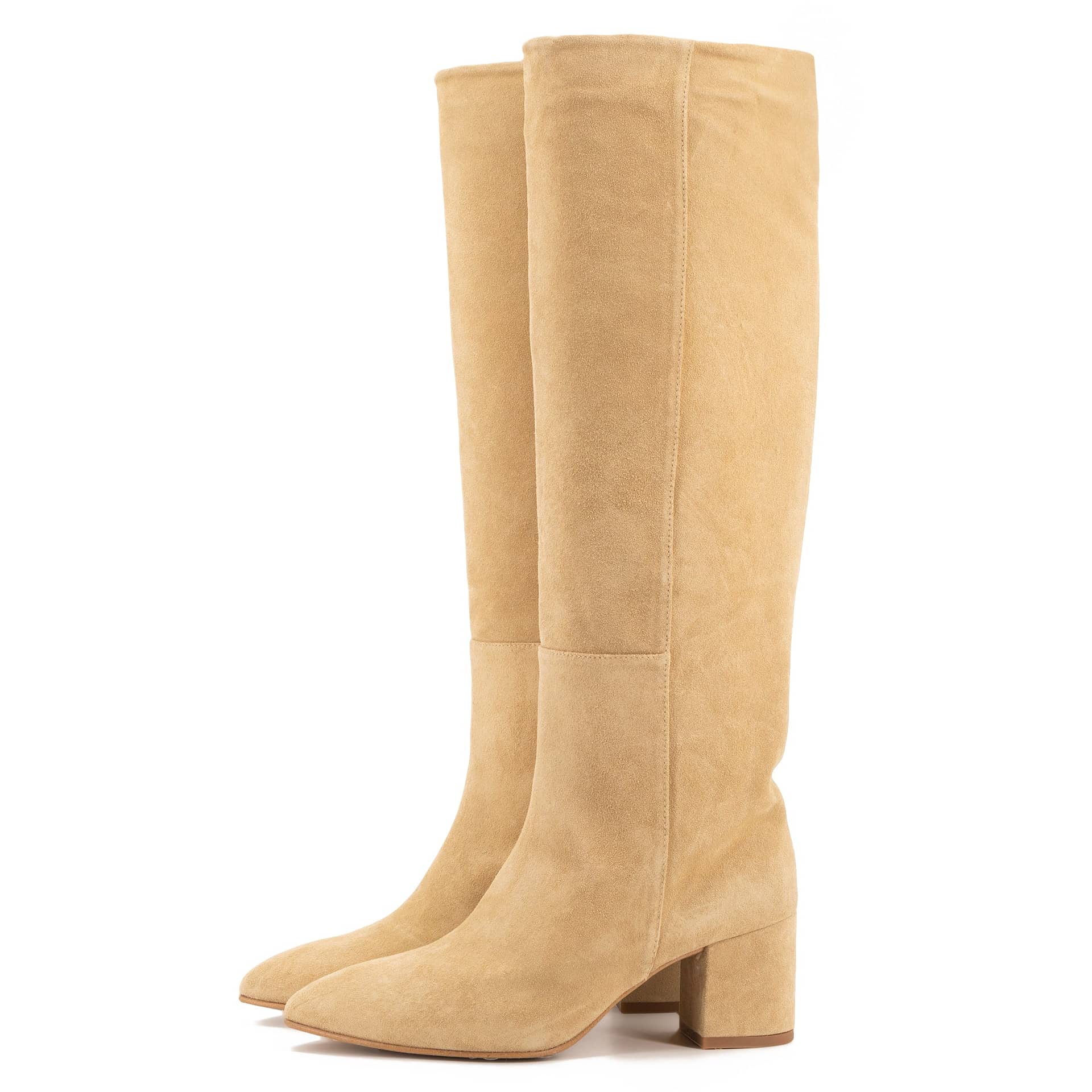 SAND SUEDE TALL BOOTS made by Toral