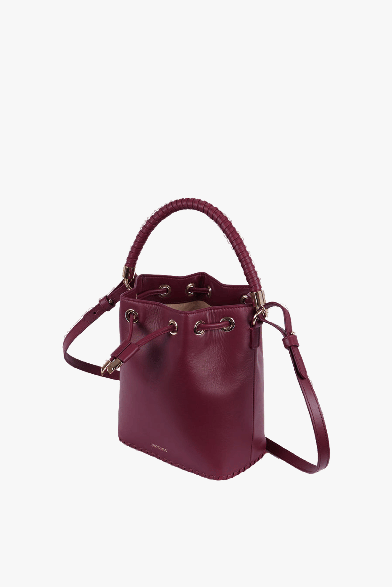 SAONARA MINI BUCKET BERRY LEATHER made by Saonara