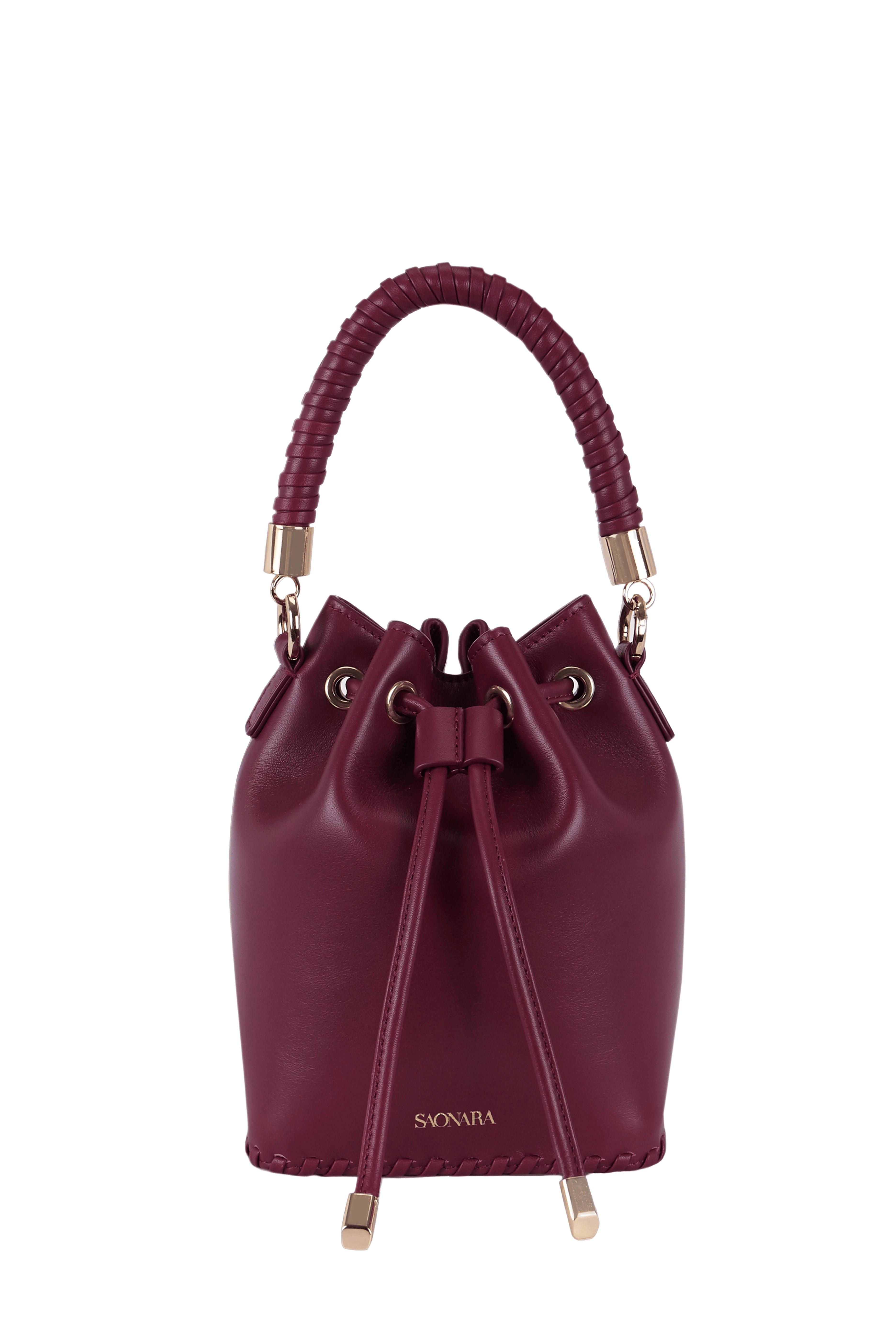 SAONARA MINI BUCKET BERRY LEATHER made by Saonara