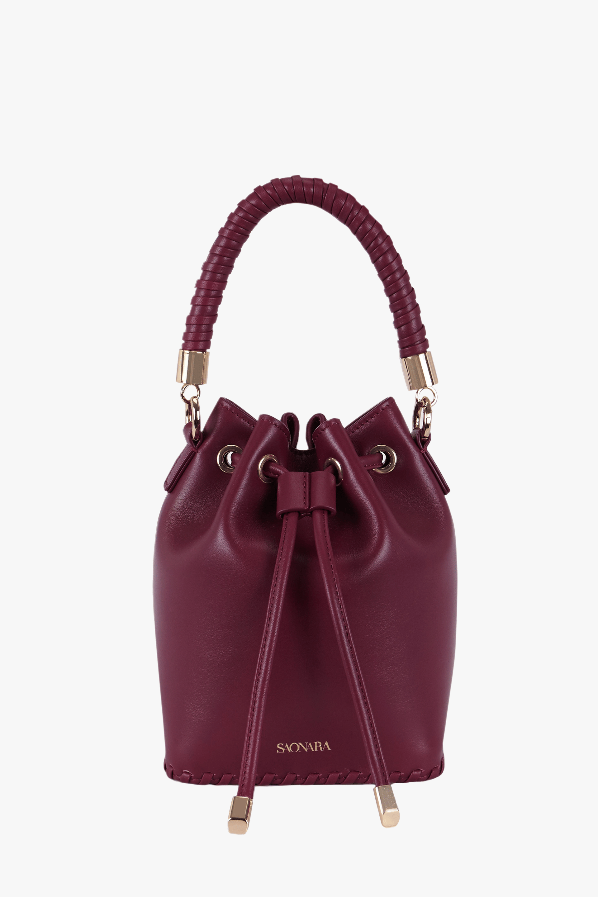 SAONARA MINI BUCKET BERRY LEATHER made by Saonara