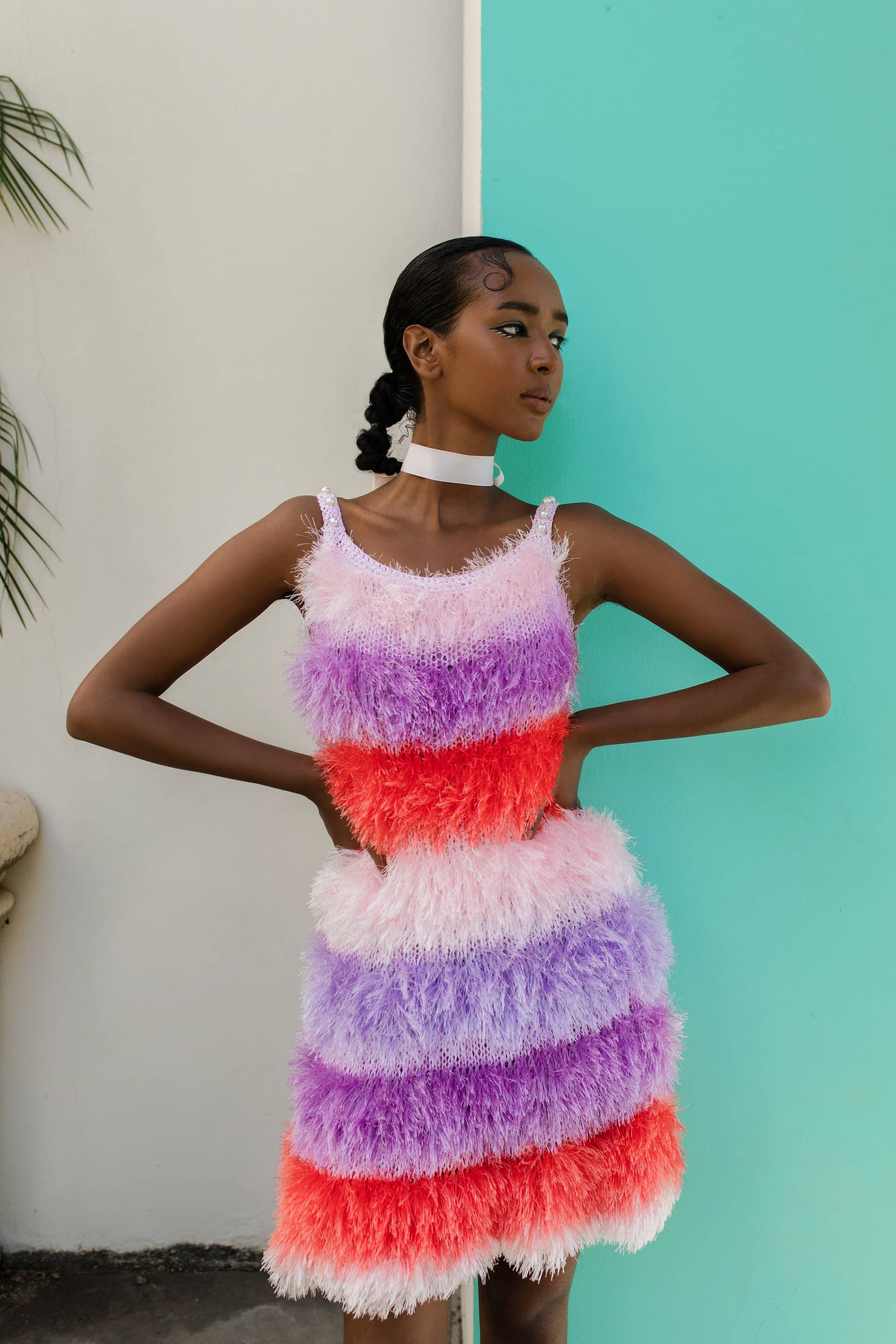 Multicolor Handmade Knit Dress made by ANDREEVA