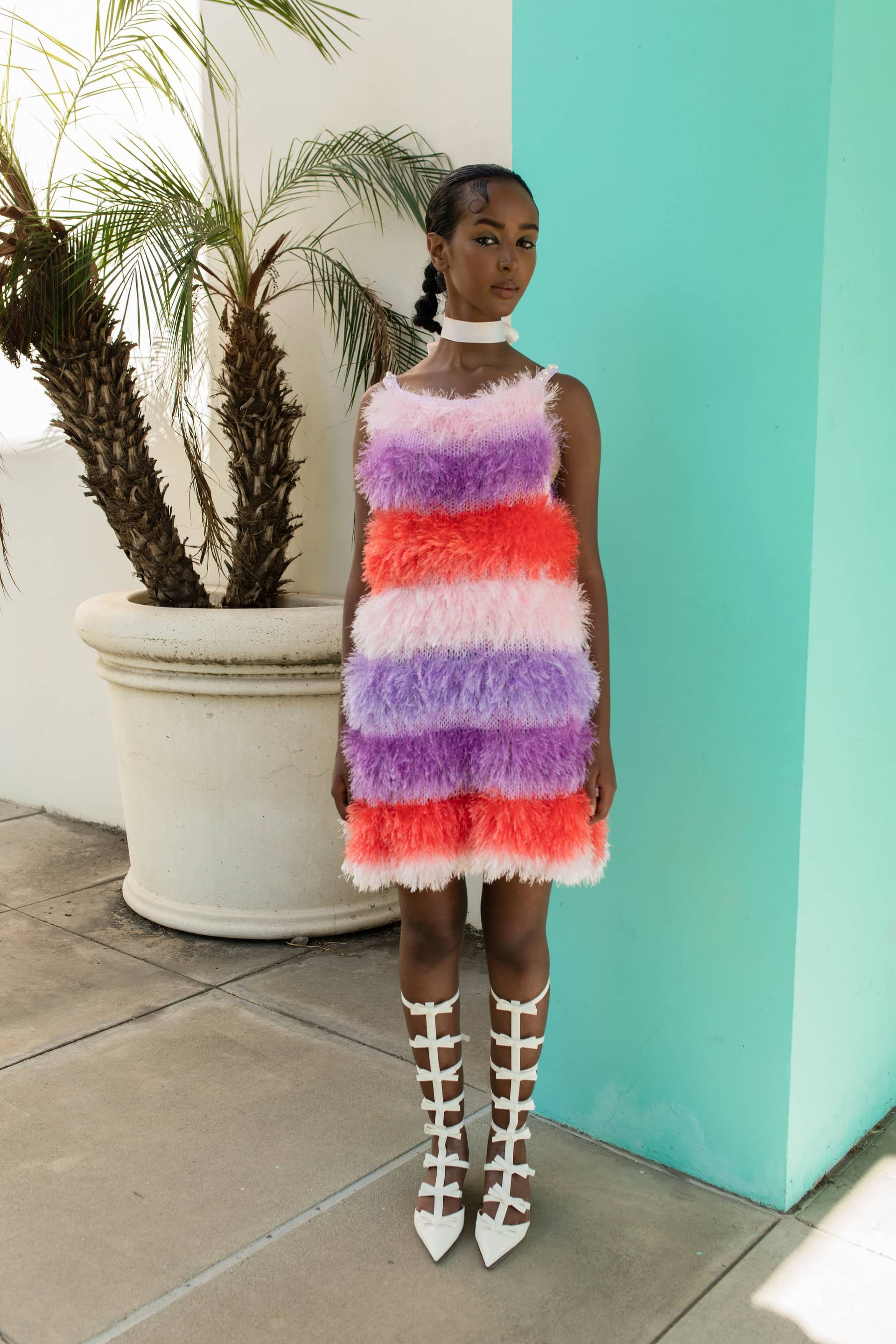 Multicolor Handmade Knit Dress made by ANDREEVA