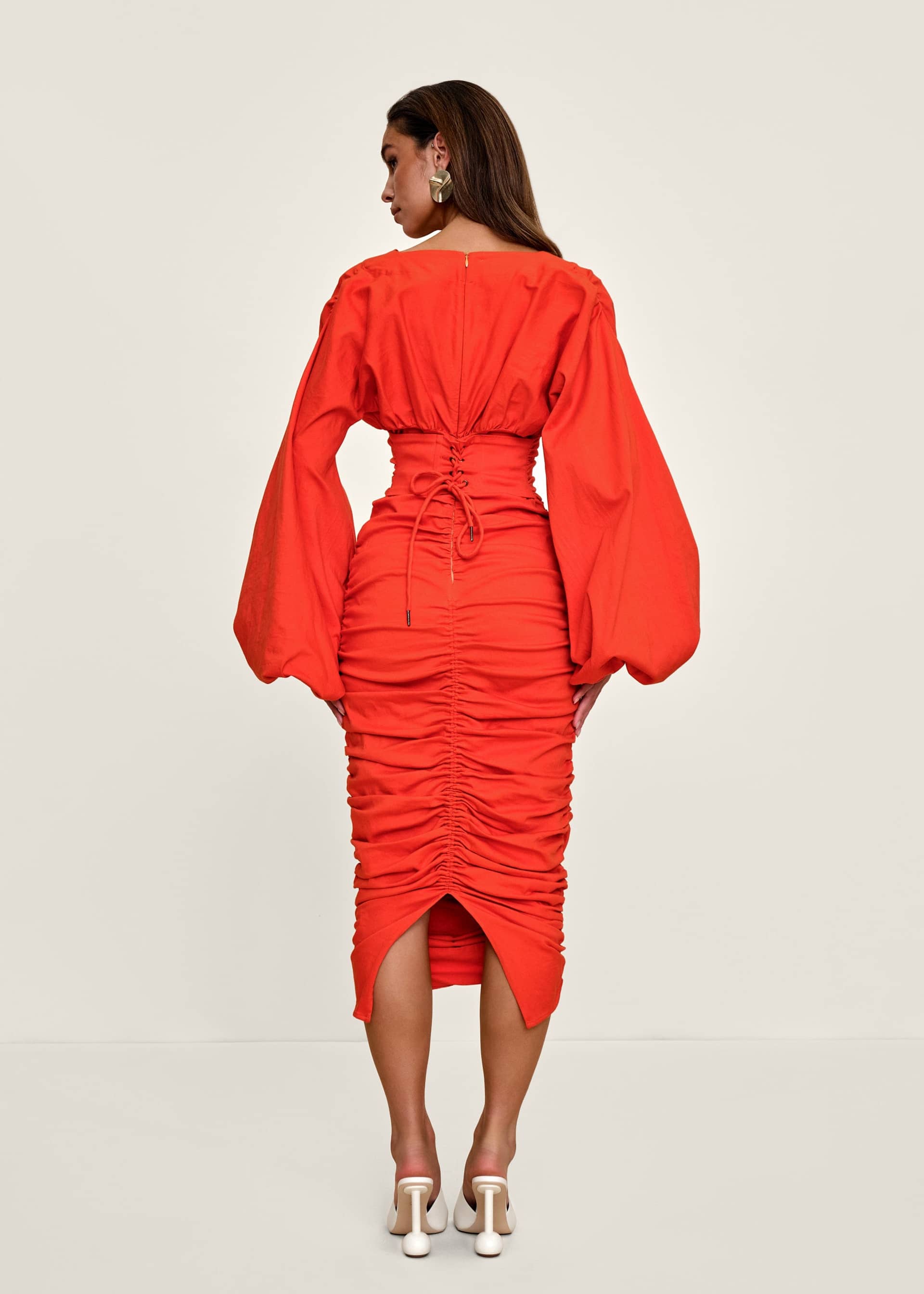 ANIDA DRESS - RED CORAL made by Andrea Iyamah