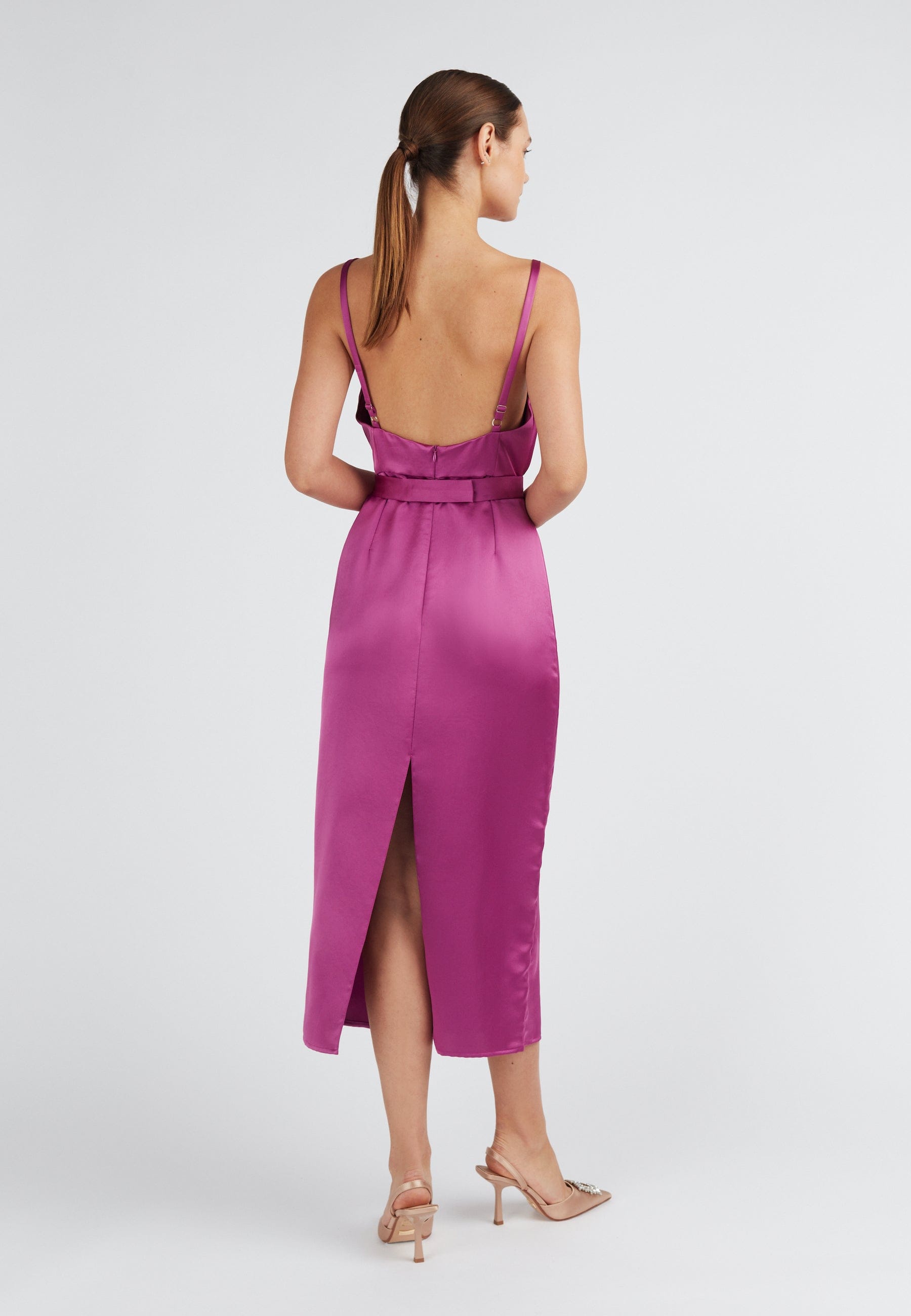 KAMEA magenta pink open back dress made by UNDRESS