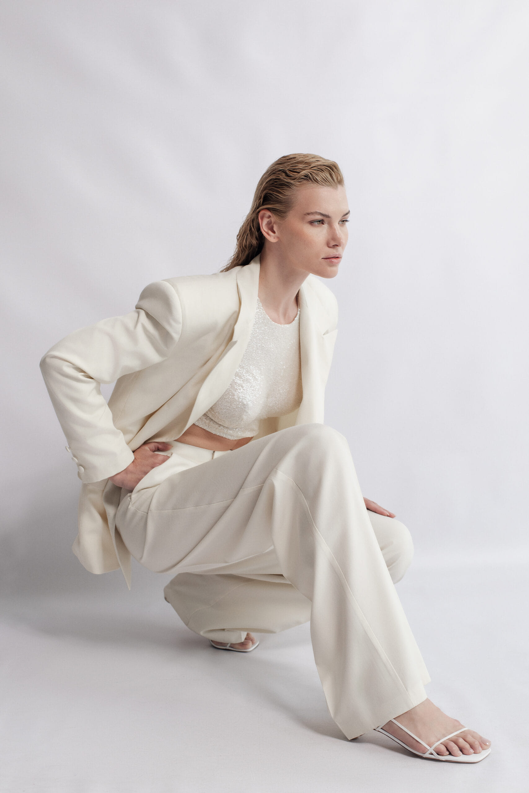 Classic Oversize Blazer in White made by Aureliana