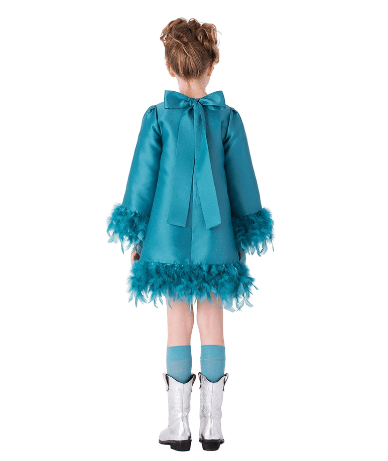 Savaya Feather Girls Dress made by Mama Luma