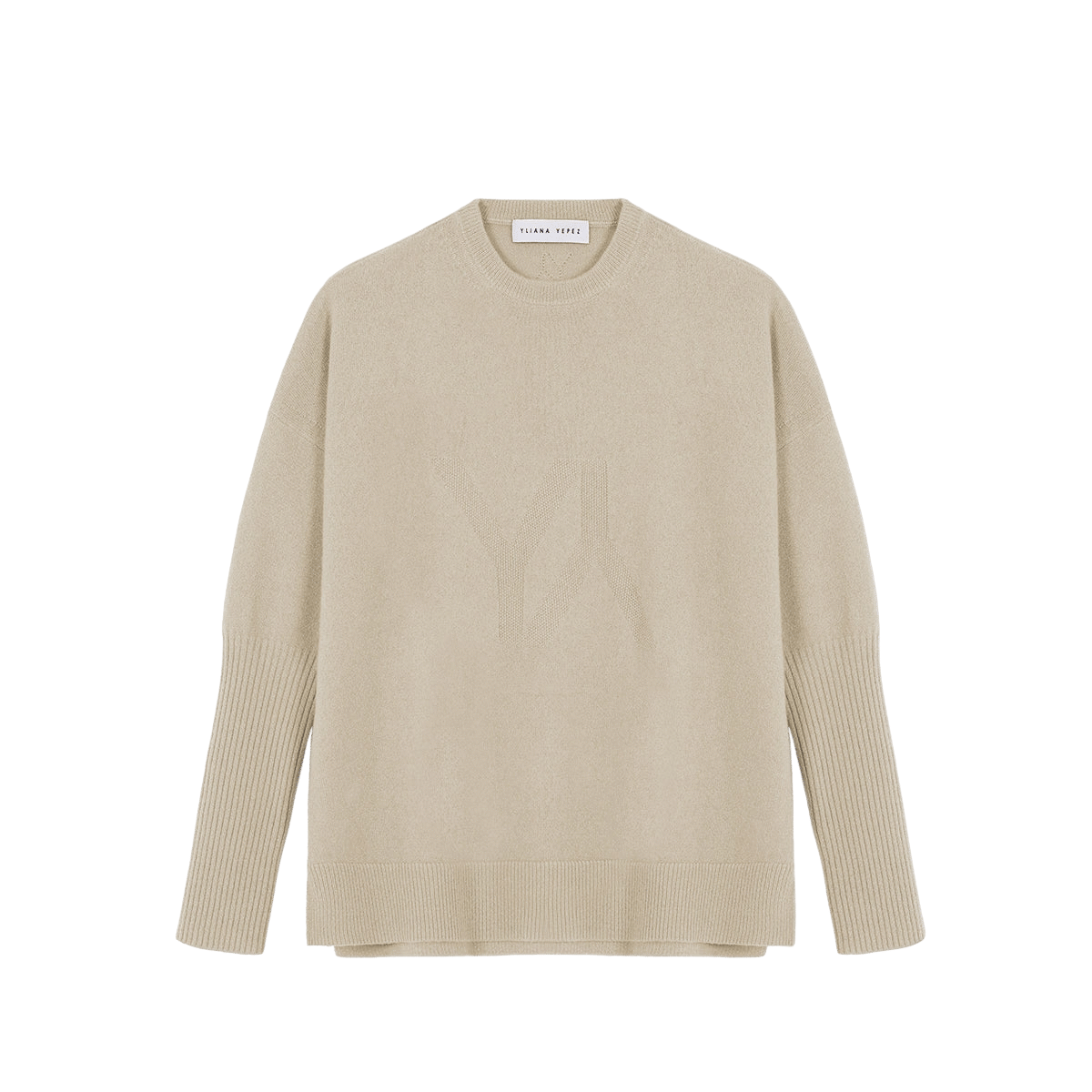 Boxy Sweater With YY Logo Sand made by YLIANA YEPEZ