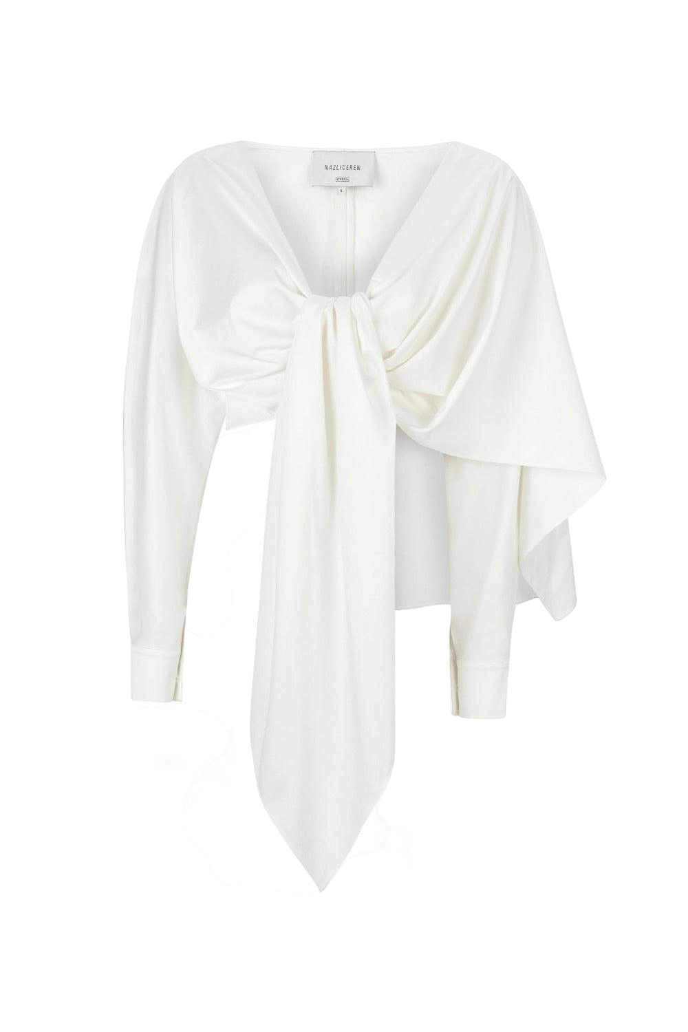 Angy Asymmetric Blouse in White in White made by Nazli Ceren