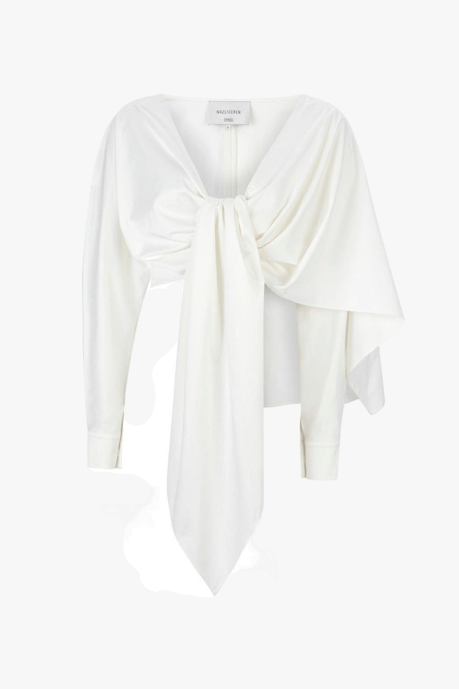 Angy Asymmetric Blouse in White in White made by Nazli Ceren