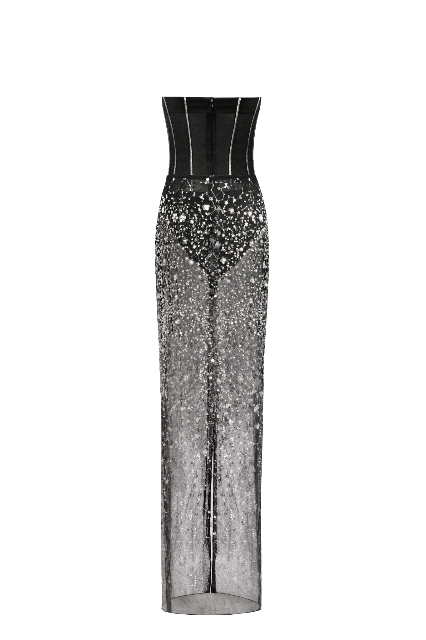 Crystal-covered fabulous black maxi dress made by Milla