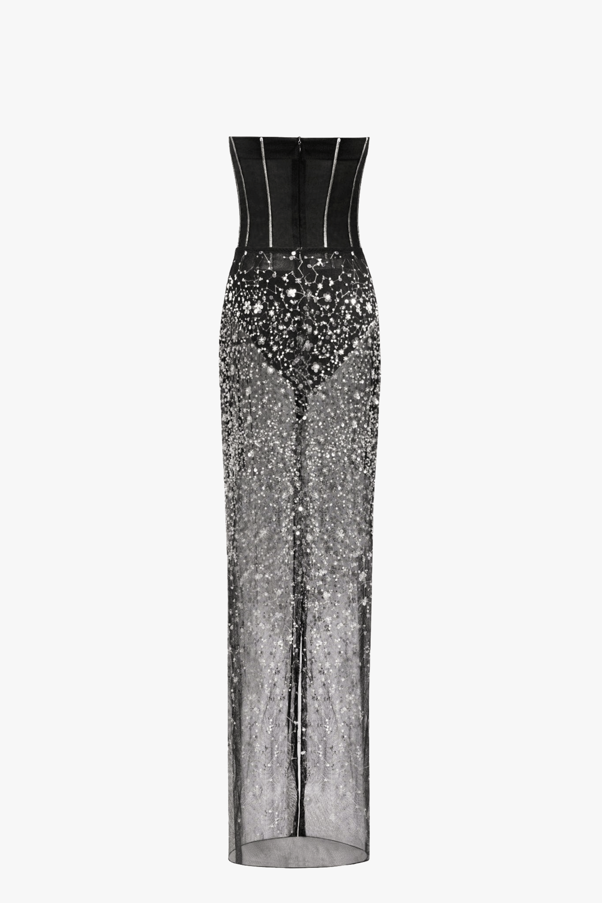 Crystal-covered fabulous black maxi dress made by Milla
