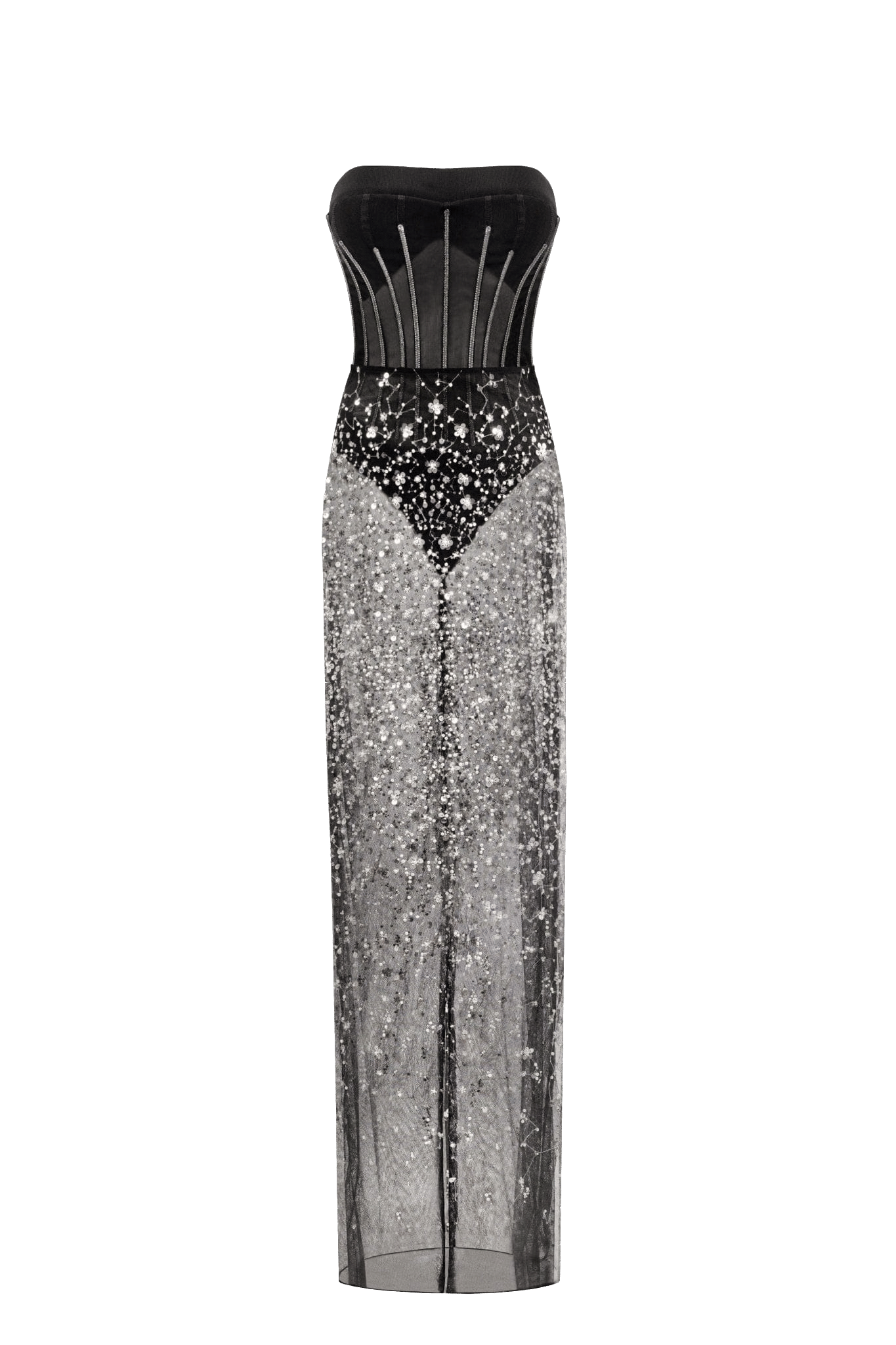 Crystal-covered fabulous black maxi dress made by Milla