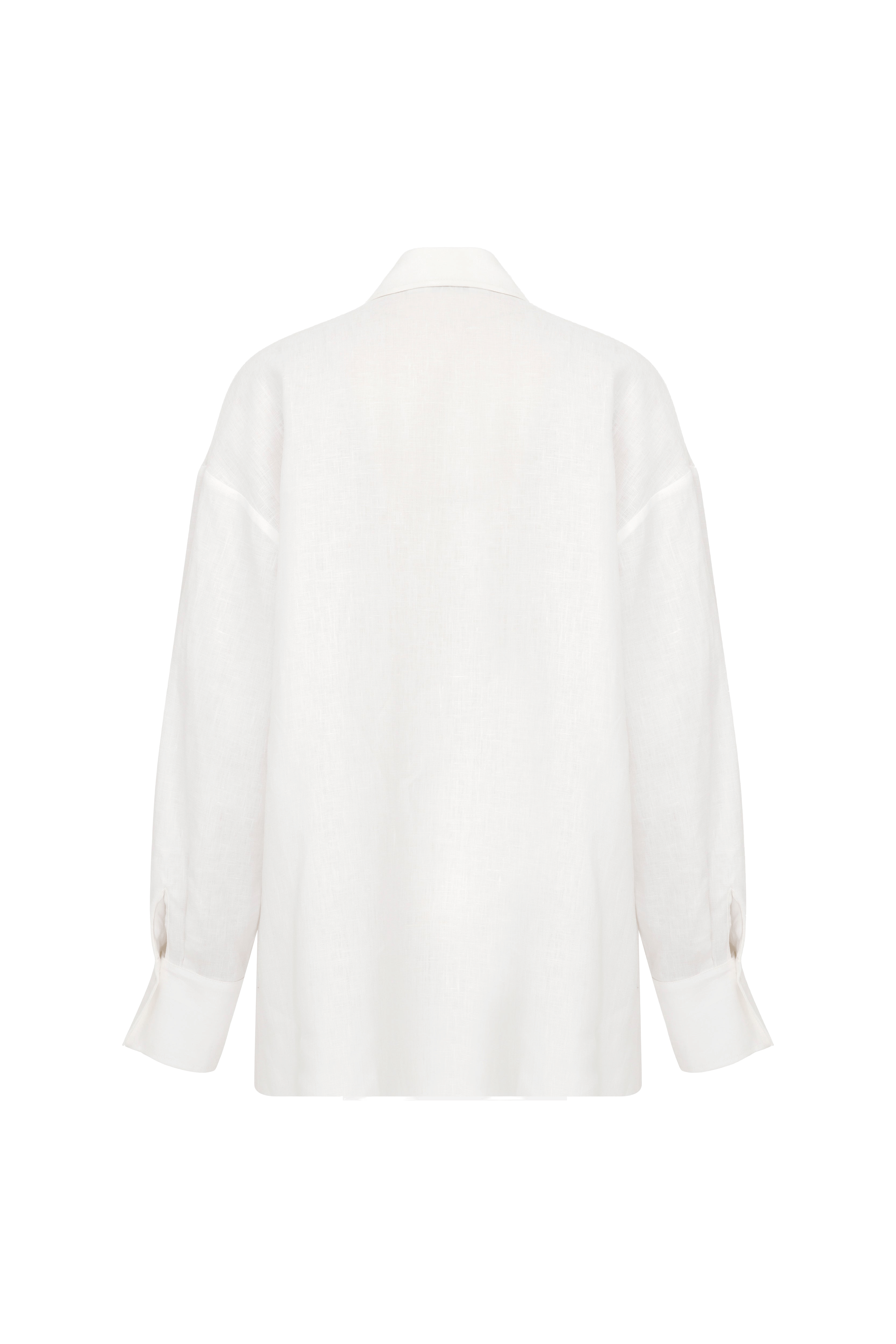 Emily - Linen Shirt With Cargo Pockets made by ILA