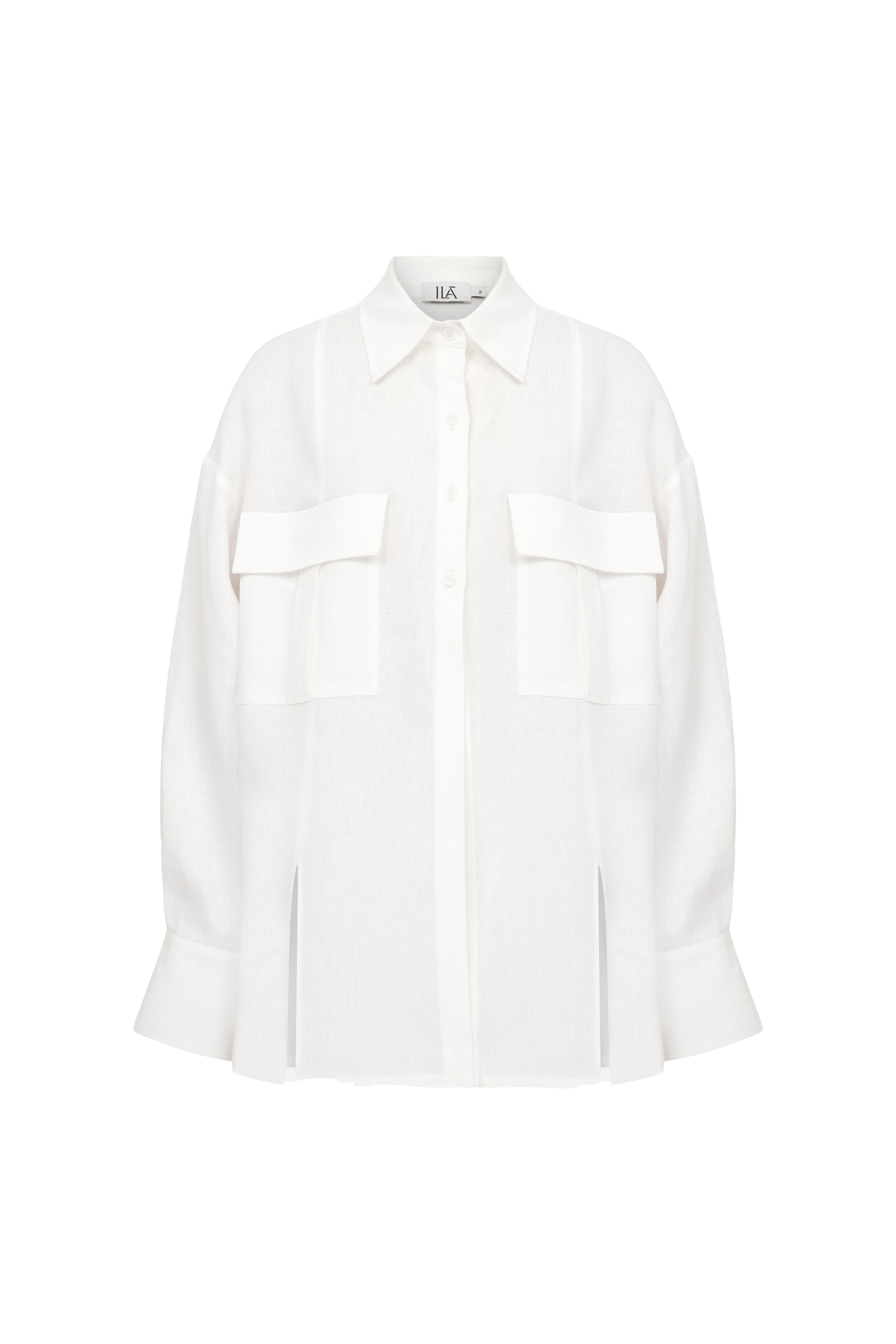Emily - Linen Shirt With Cargo Pockets made by ILA