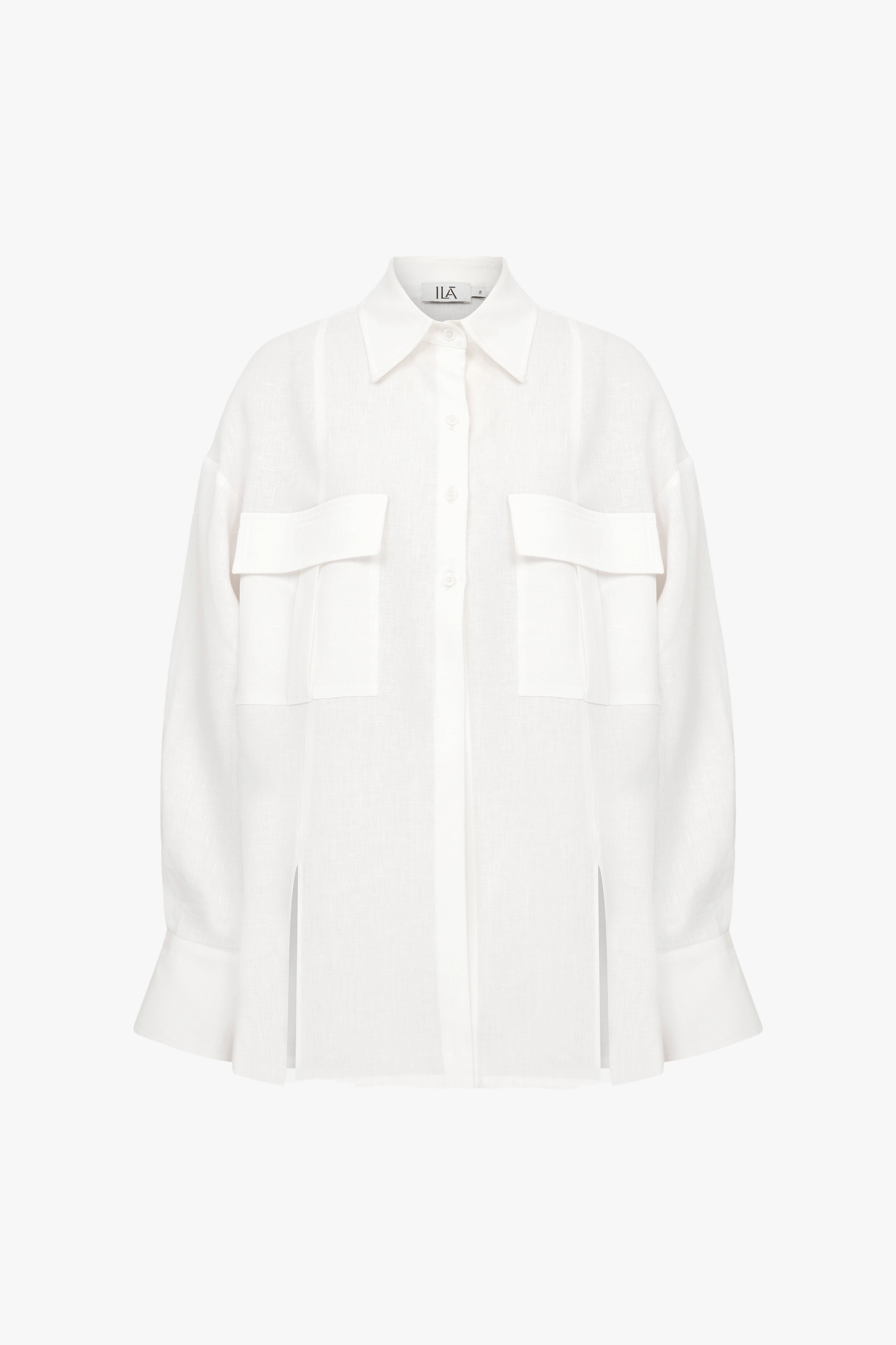 Emily - Linen Shirt With Cargo Pockets made by ILA