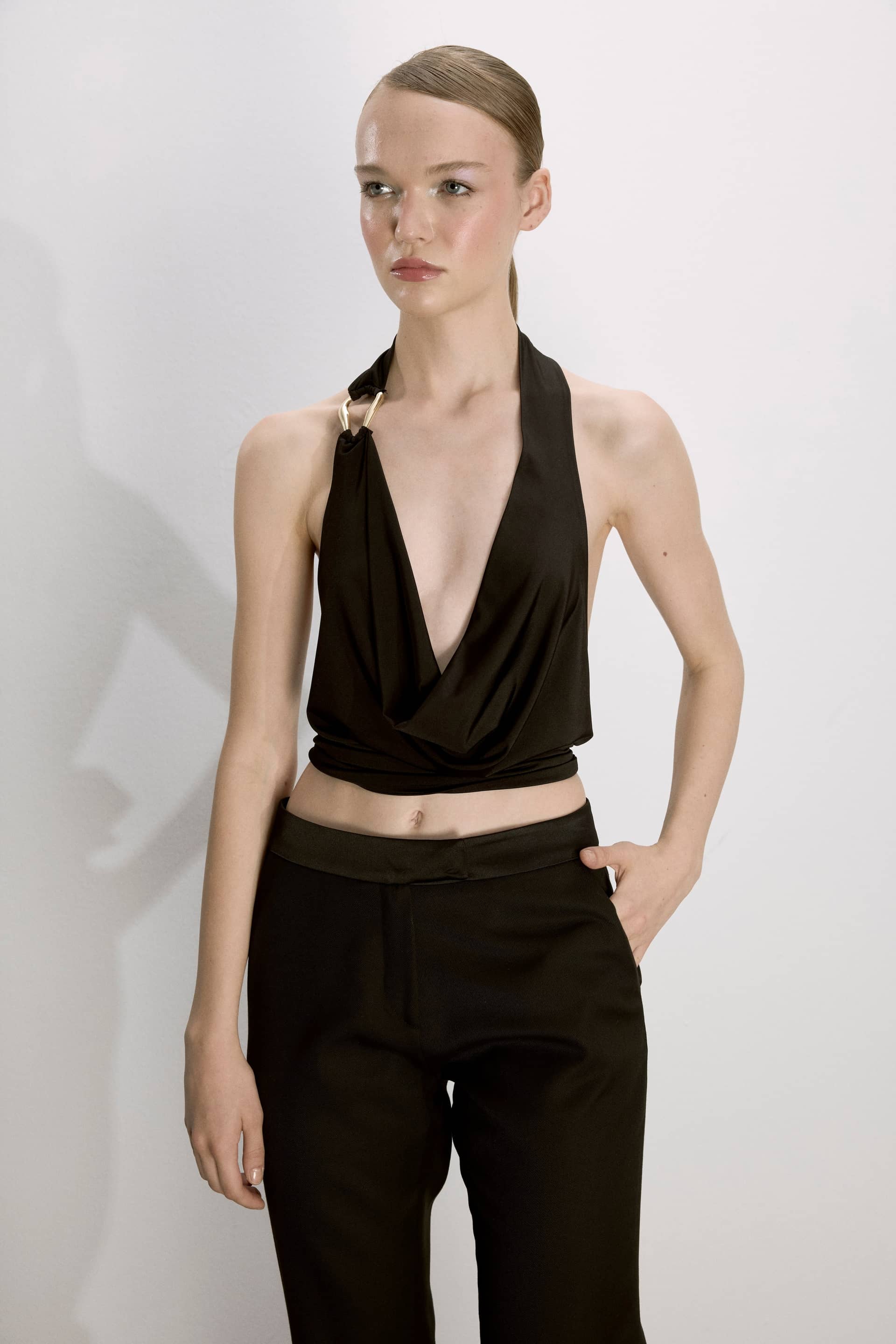 Franca Jersey Blouse In Black made by Nazli Ceren