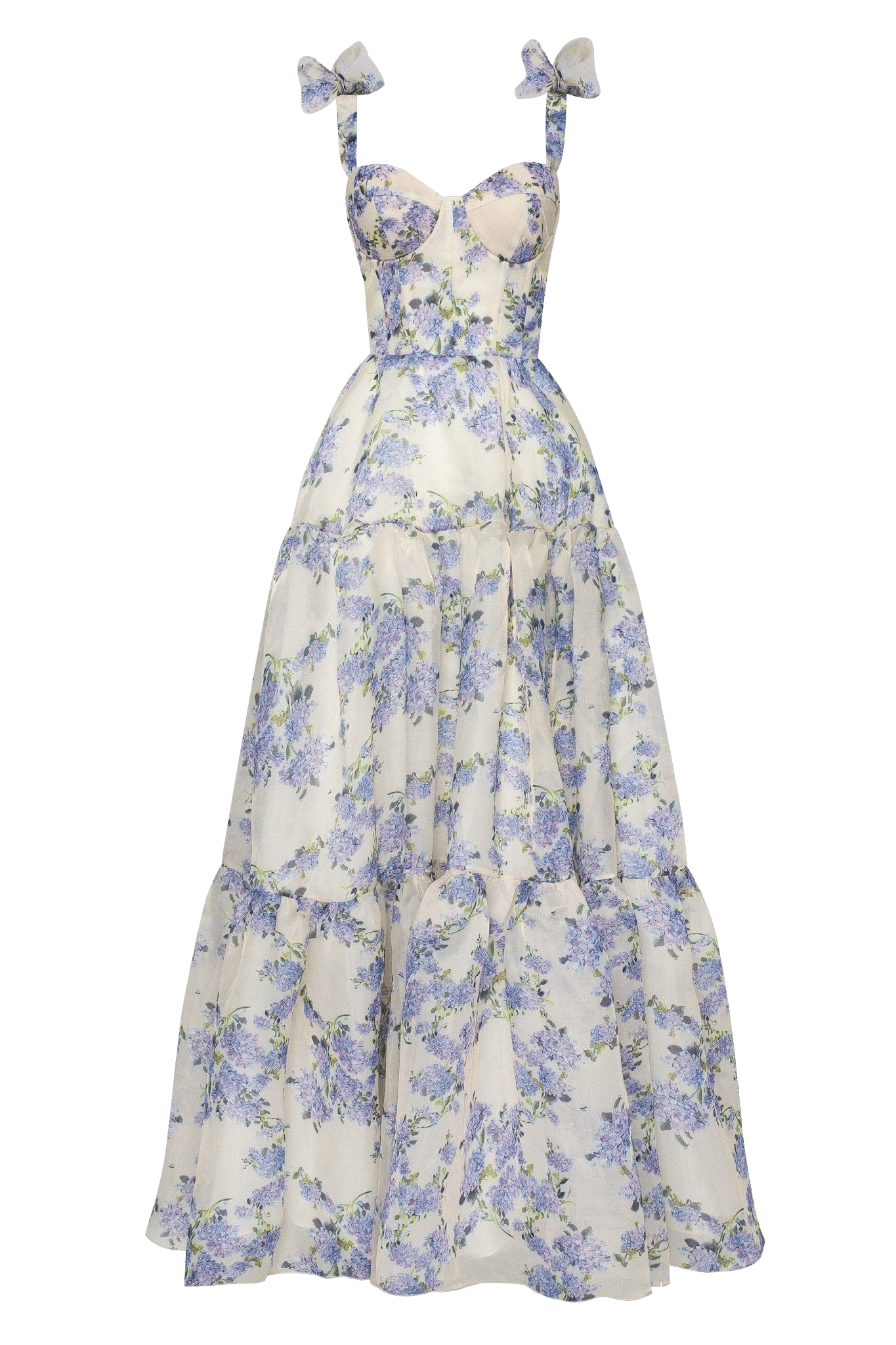 Hydrangea Tender floral maxi tie-strap dress made by Milla