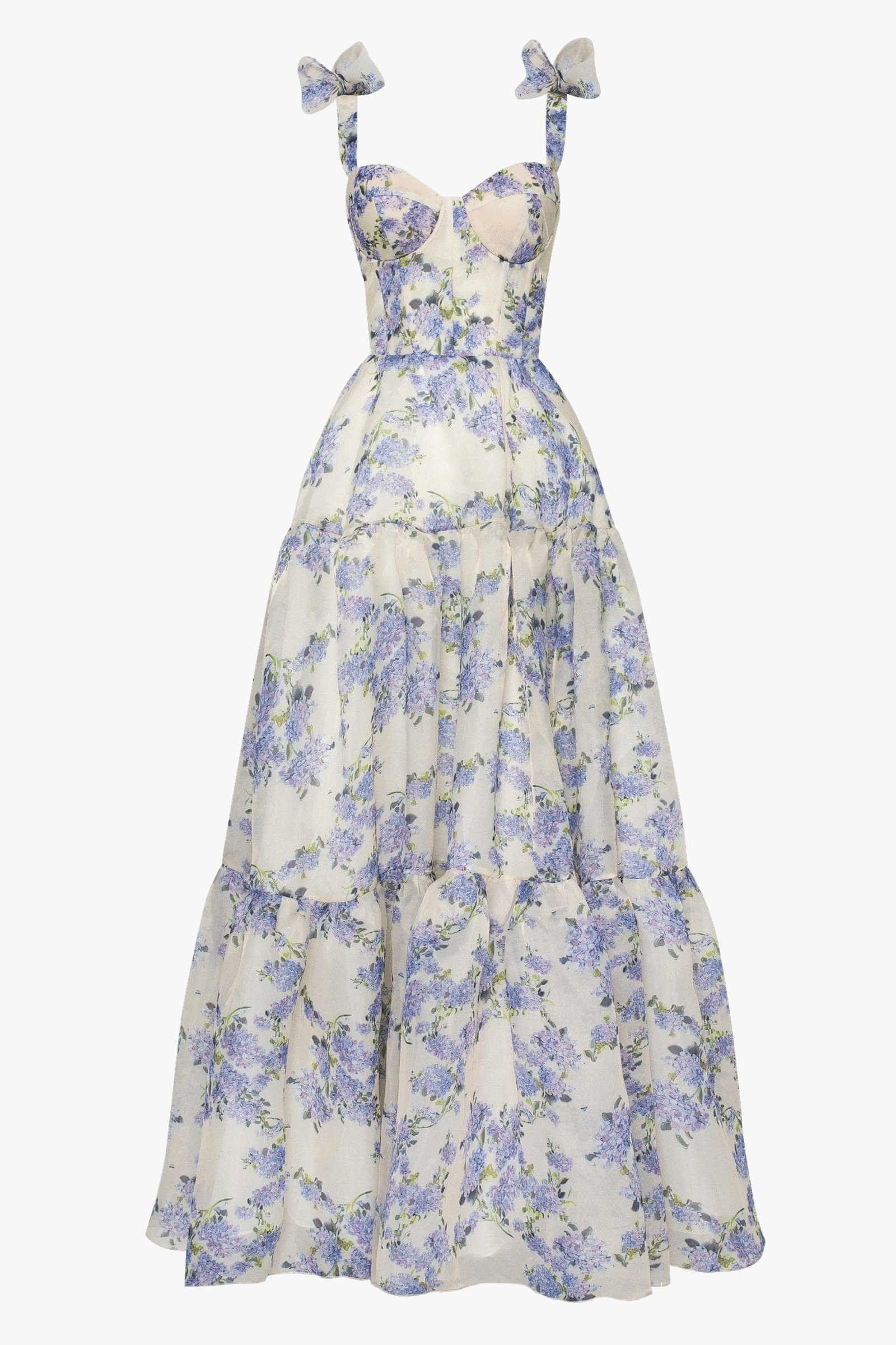 Hydrangea Tender floral maxi tie-strap dress made by Milla