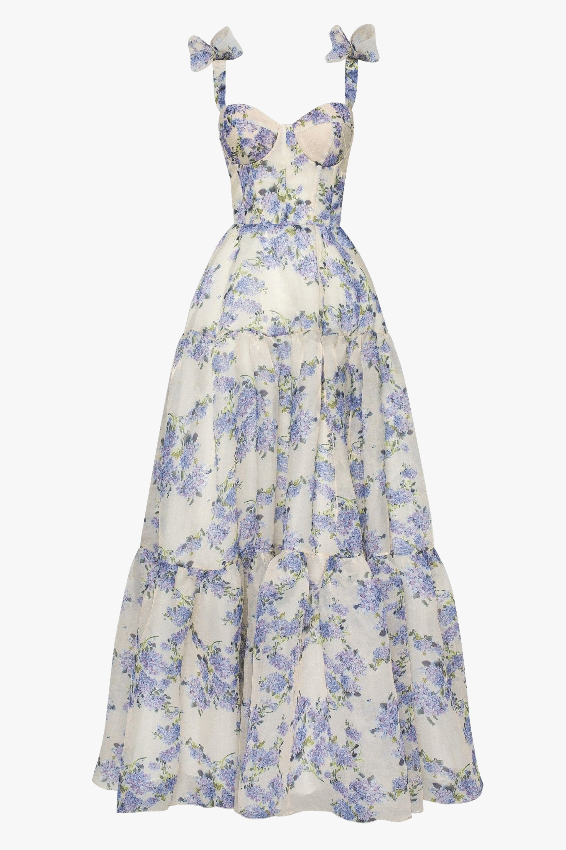 Hydrangea Tender floral maxi tie-strap dress made by Milla