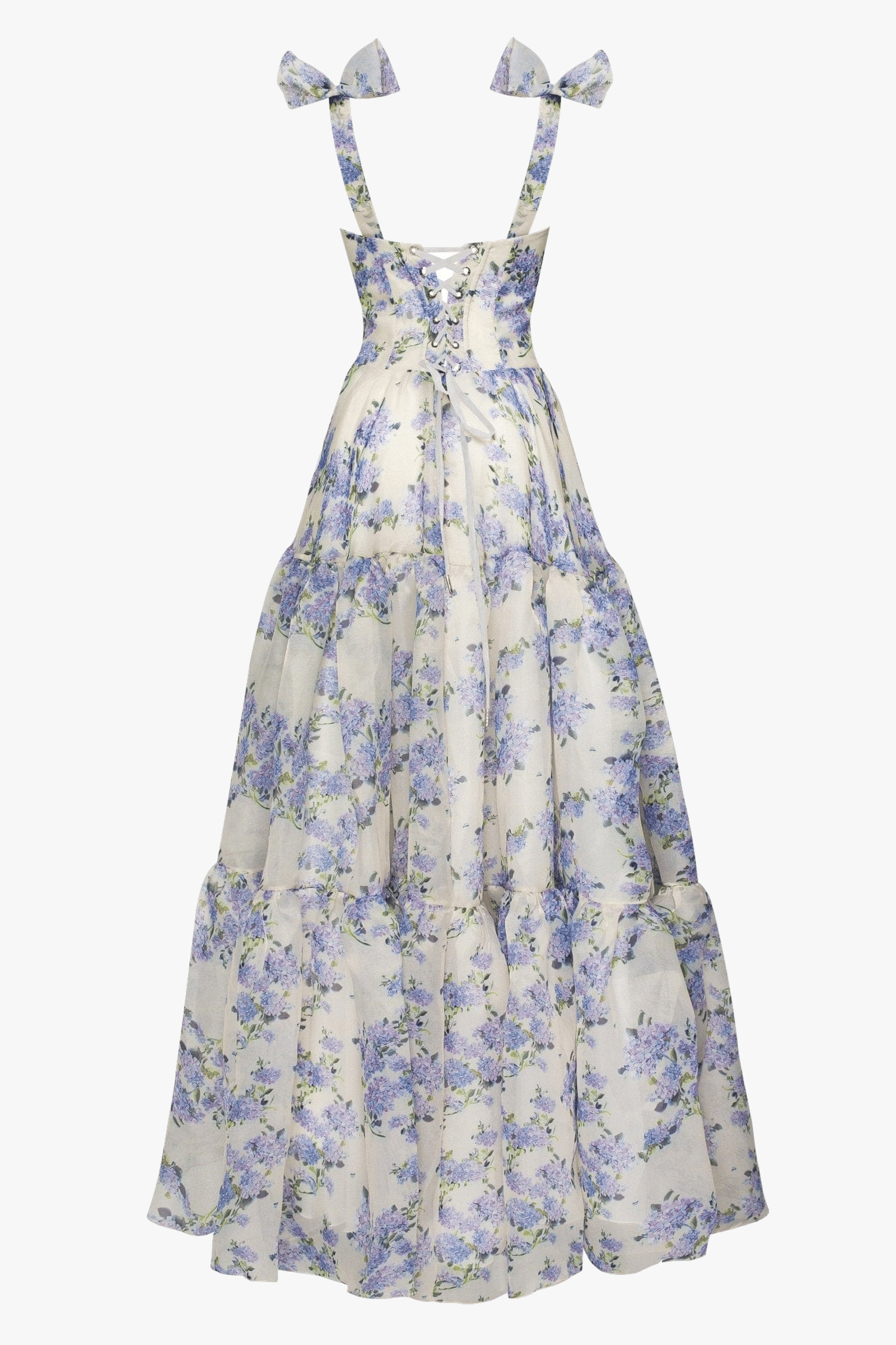 Hydrangea Tender floral maxi tie-strap dress made by Milla