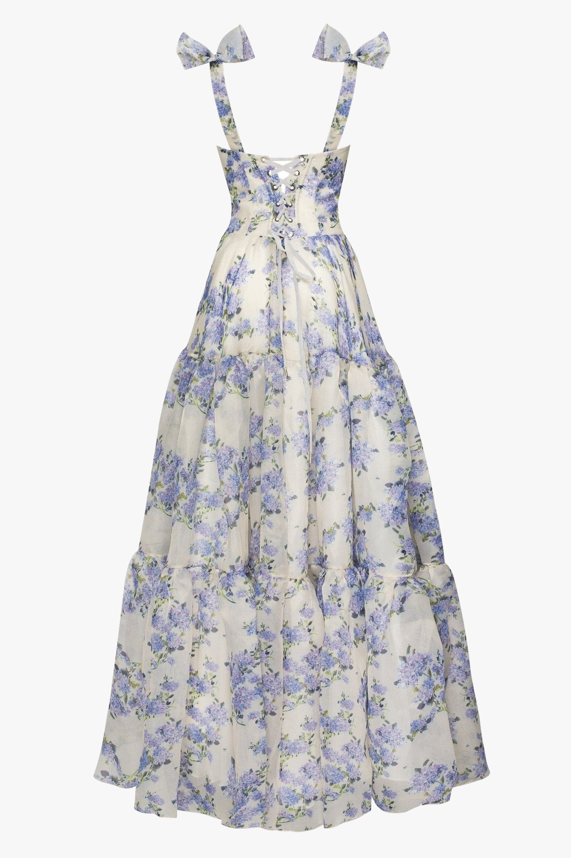 Hydrangea Tender floral maxi tie-strap dress made by Milla