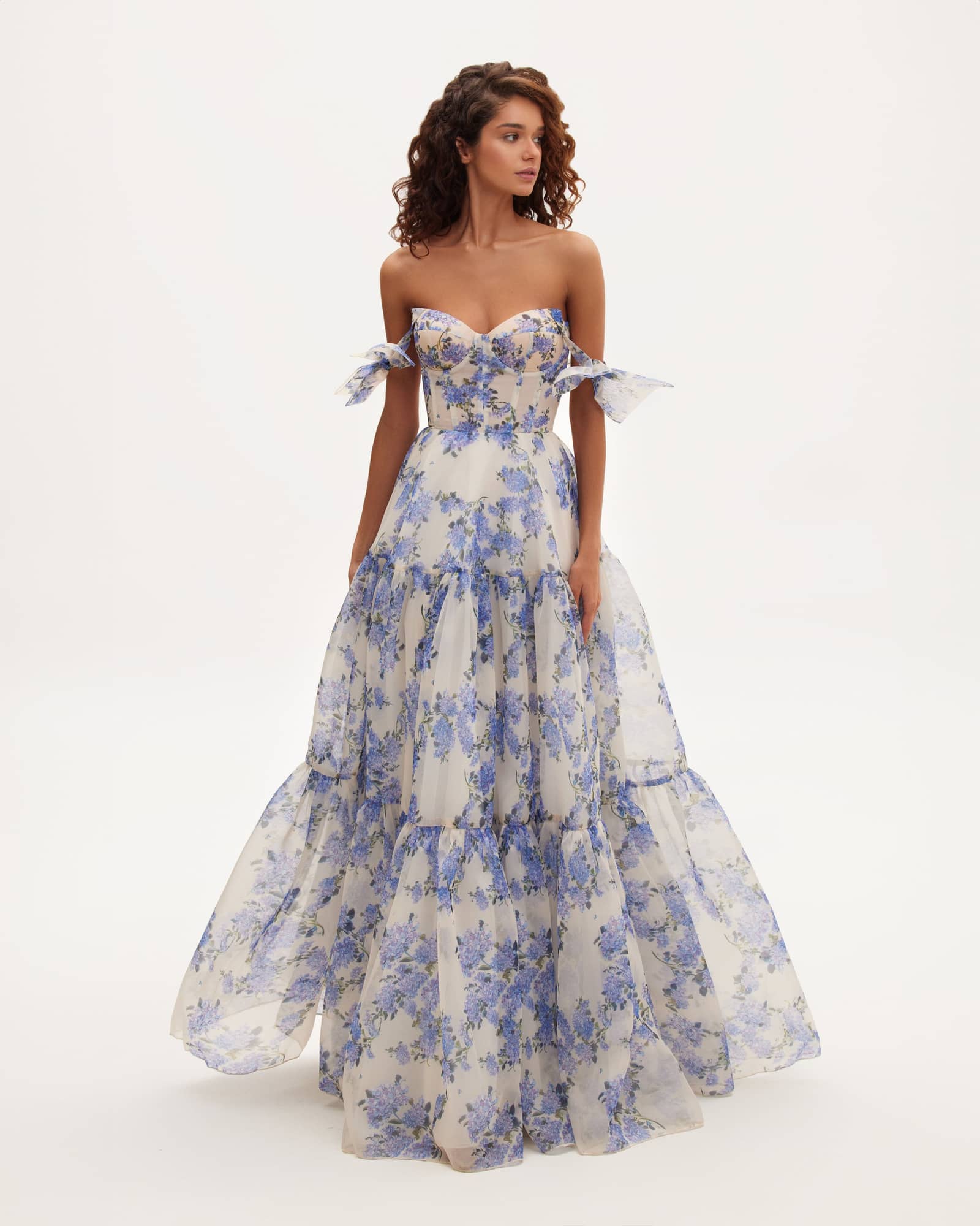 Hydrangea Tender floral maxi tie-strap dress made by Milla