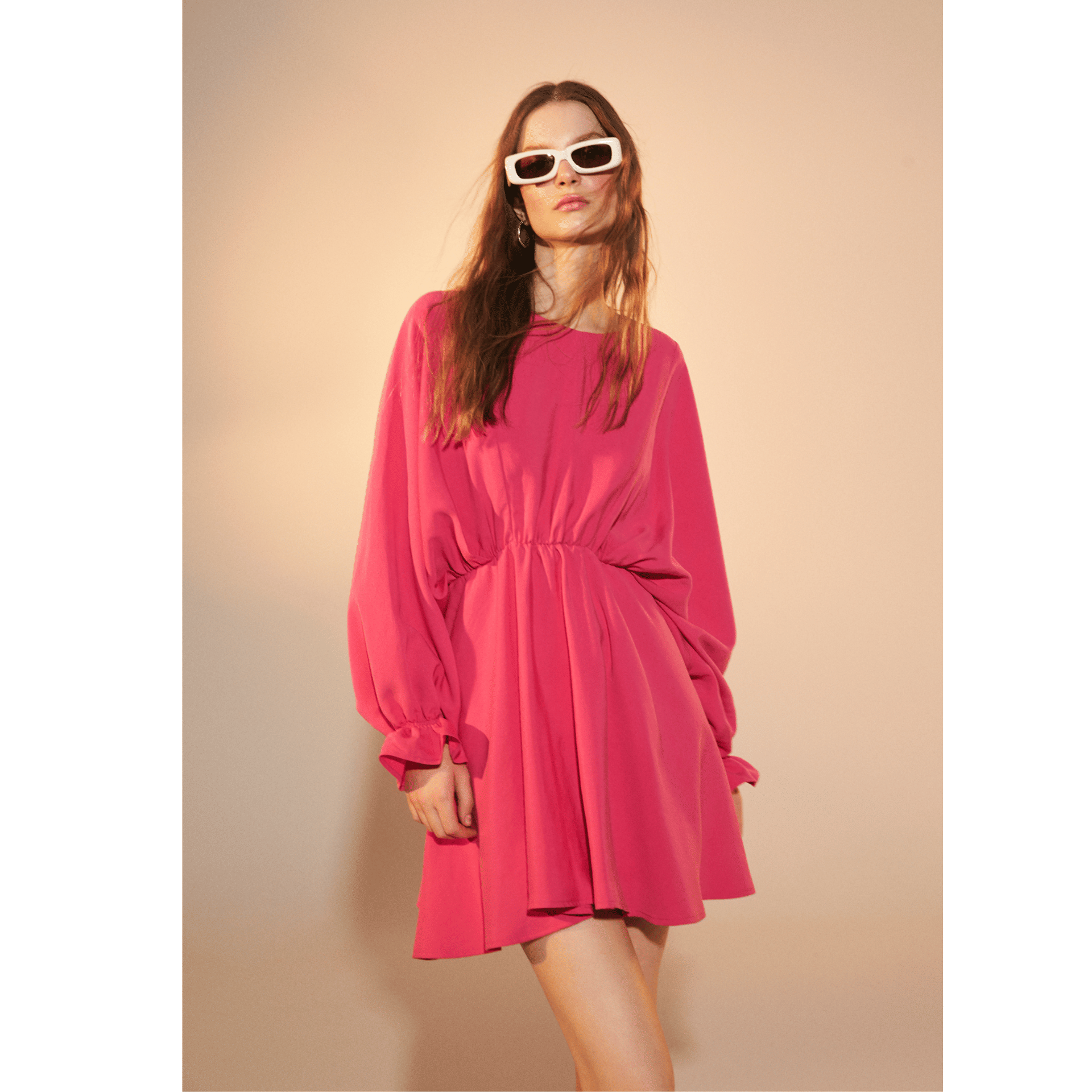 July Ruffled Mini Dress in Virtual Pink in Pink made by Nazli Ceren