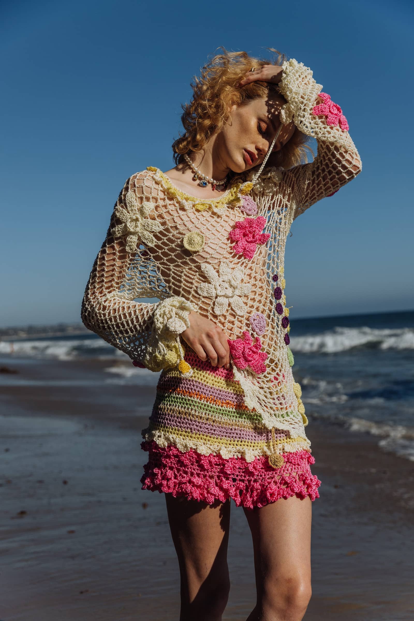 Malva Multicolor Handmade Crochet Mini Skirt made by ANDREEVA
